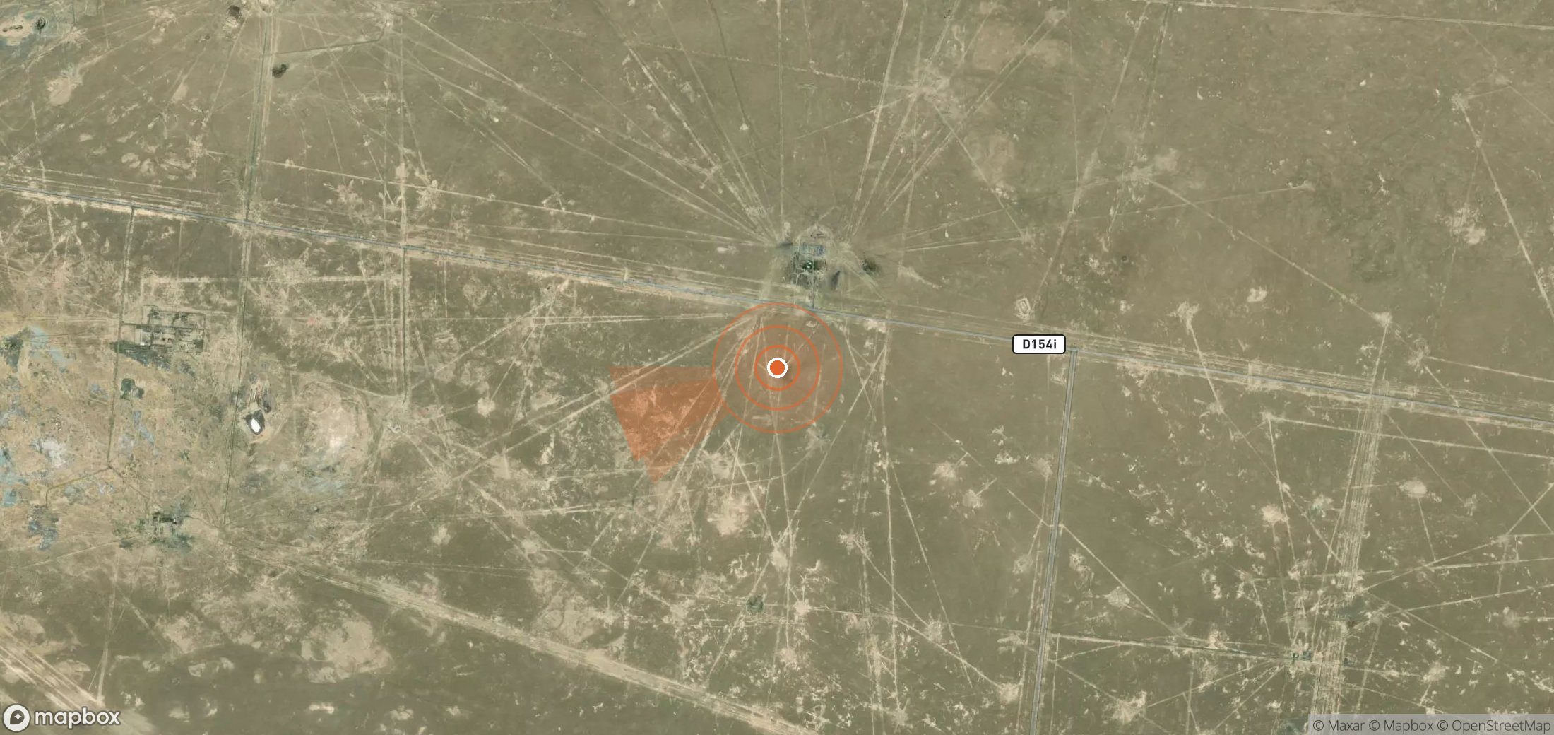Mapa satelital de plumas de metano en Uzbekistán