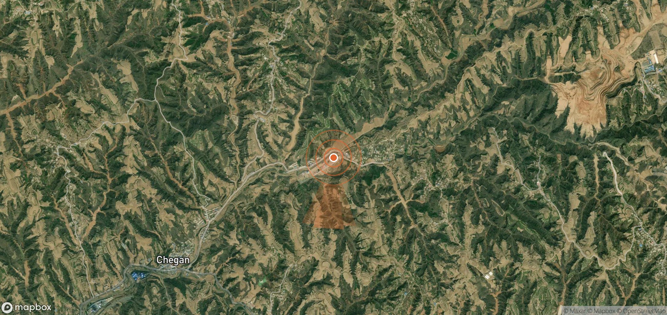 Satellite map of methane plume locations in China