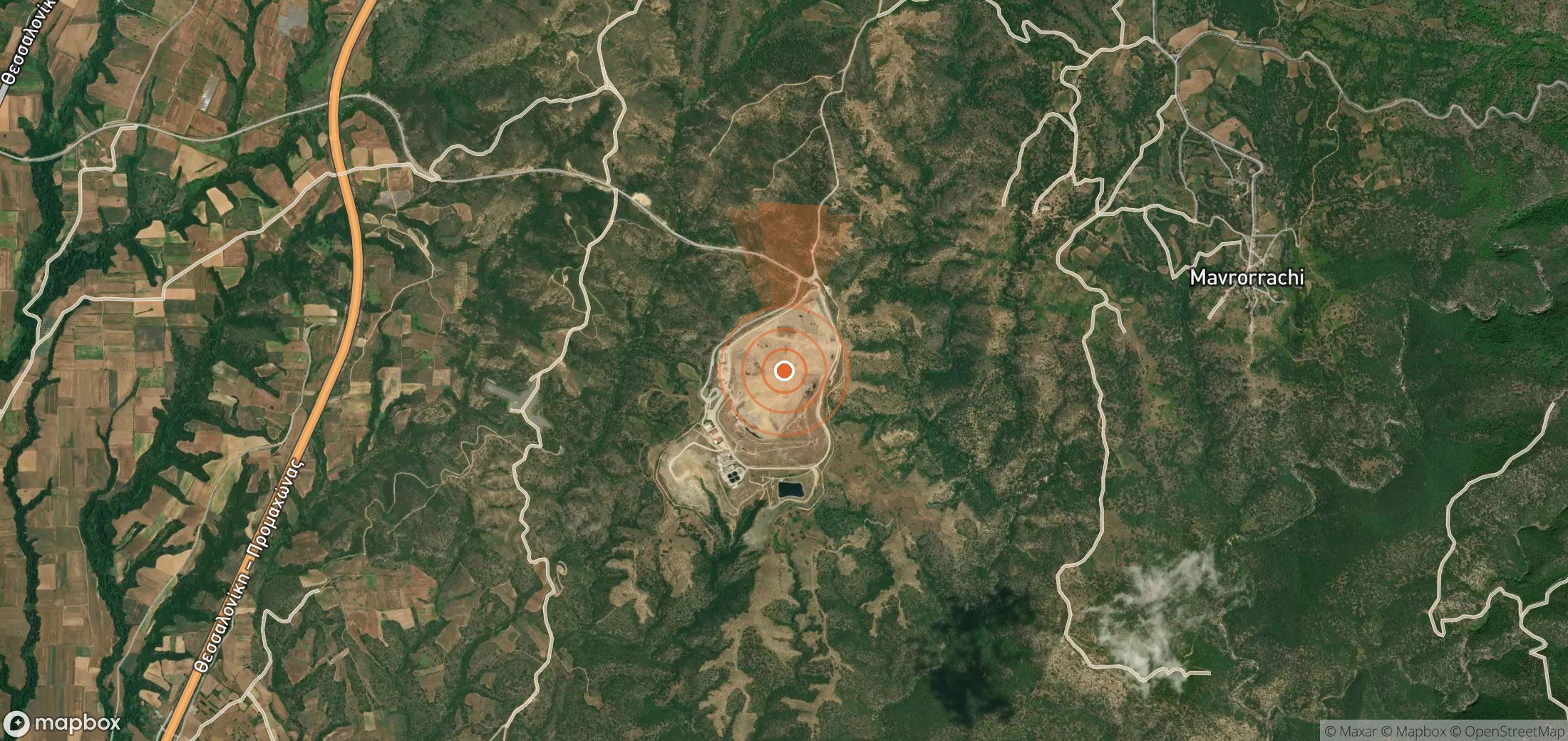 Satellite map of methane plume locations in Greece