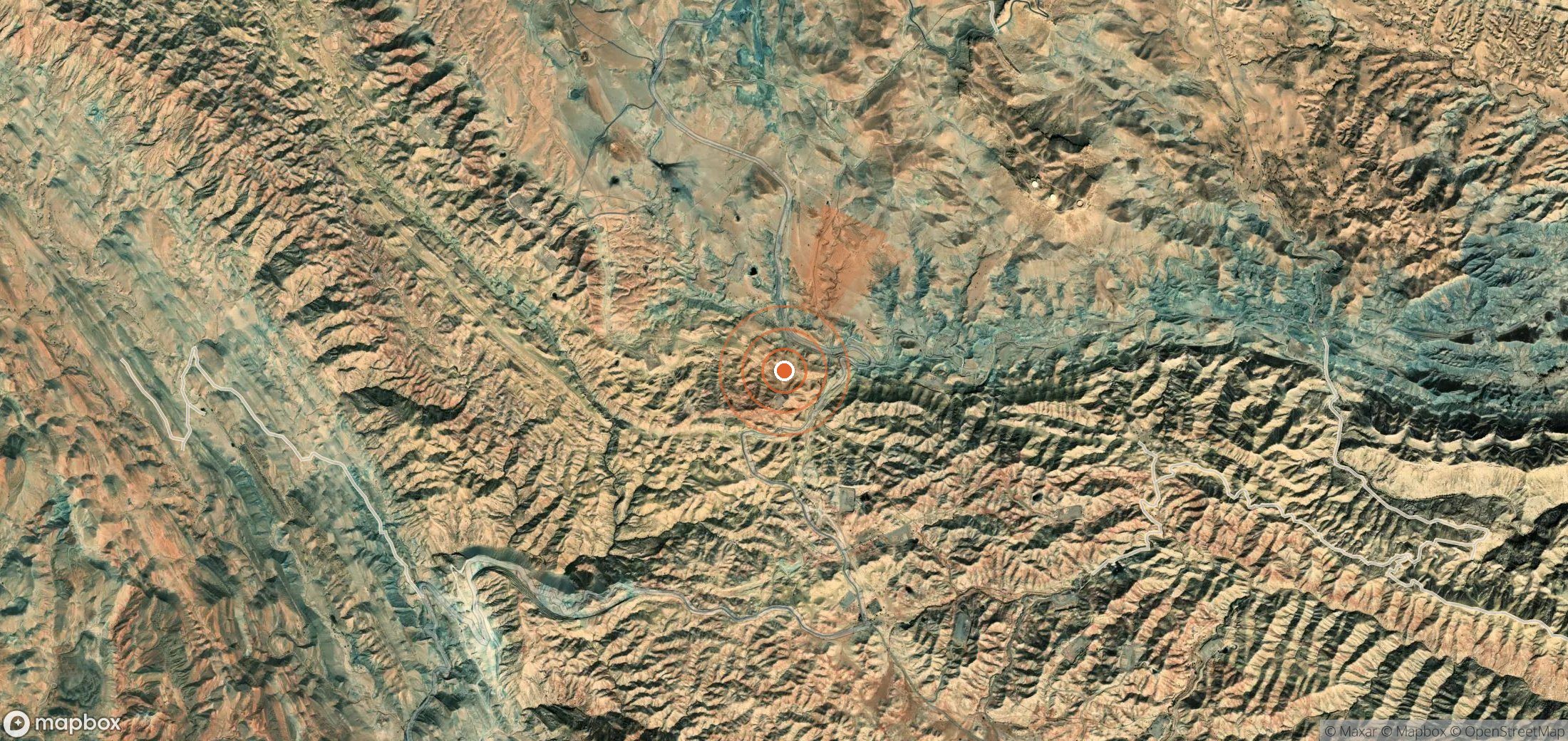 Satellite map of methane plume locations in Iran