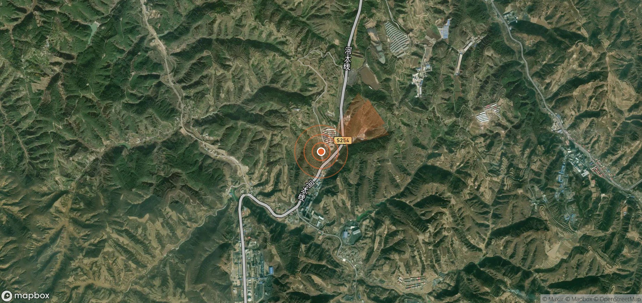 Satellite map of methane plume locations in China