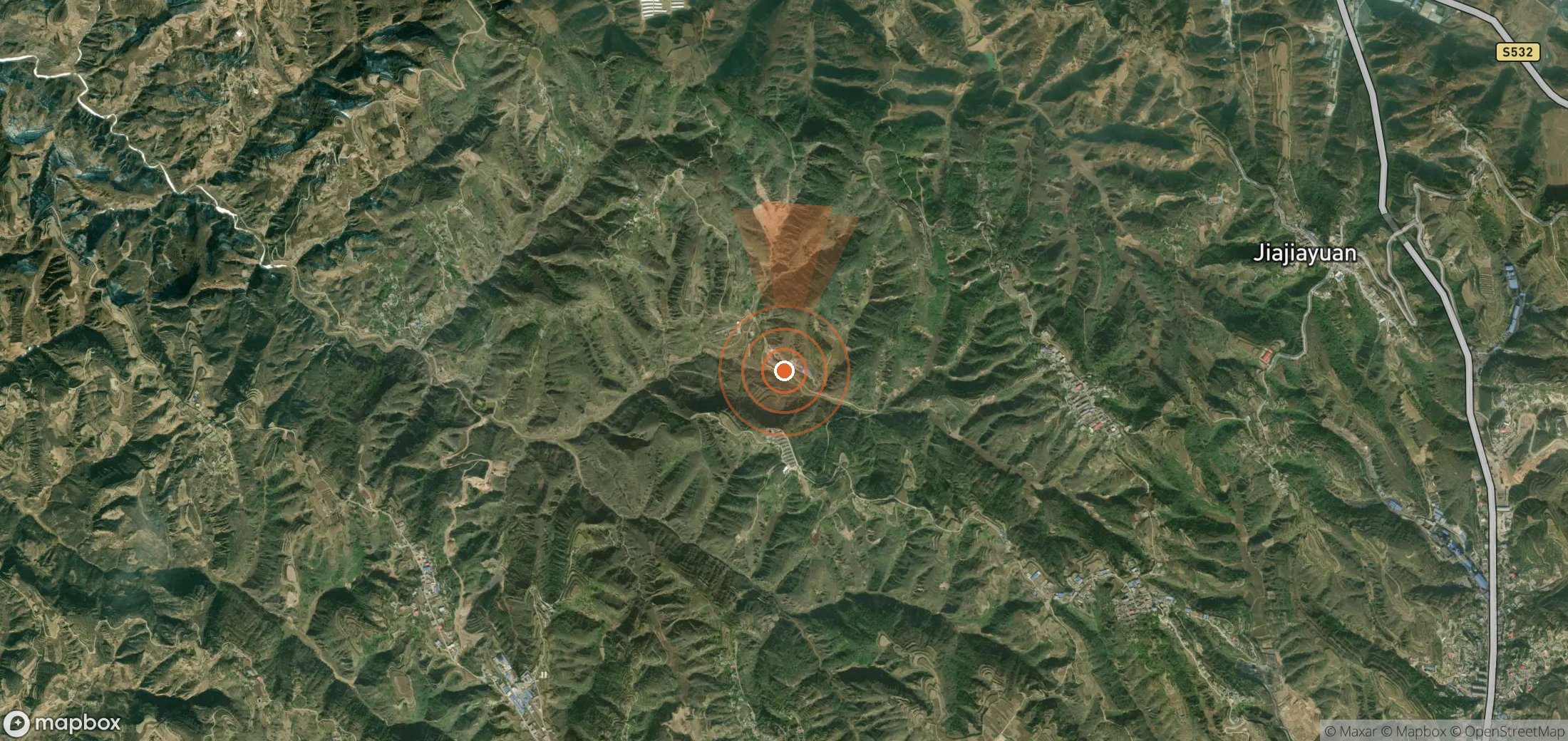 Mapa satelital de plumas de metano en China