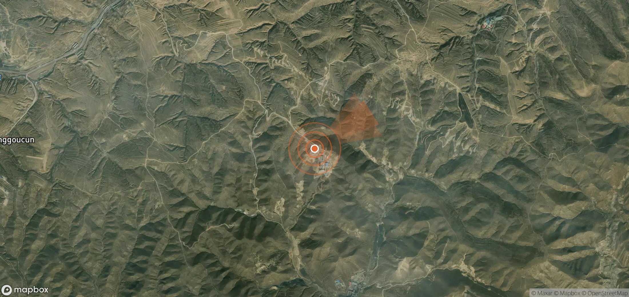 Mapa satelital de plumas de metano en China