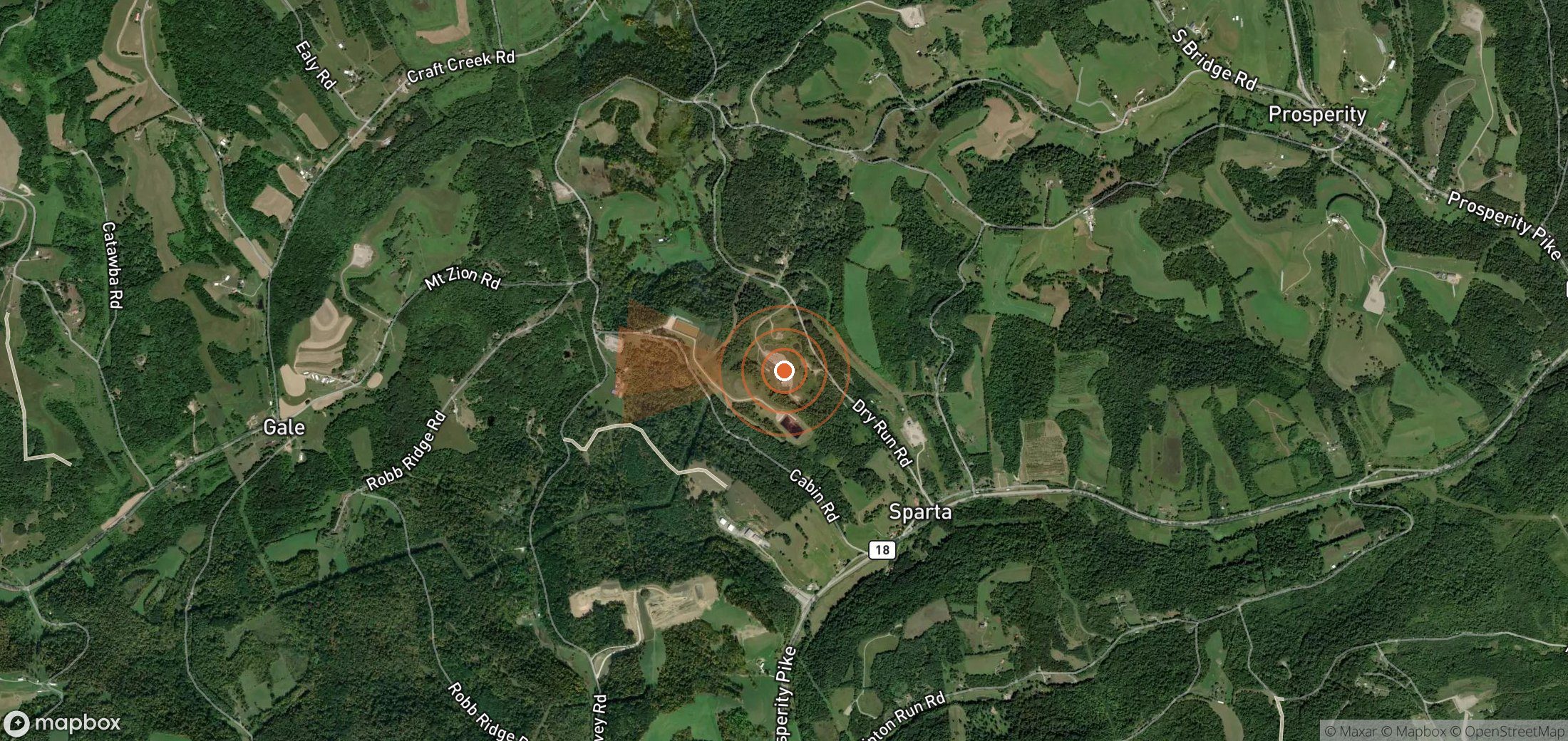 Satellite map of methane plume locations in United States