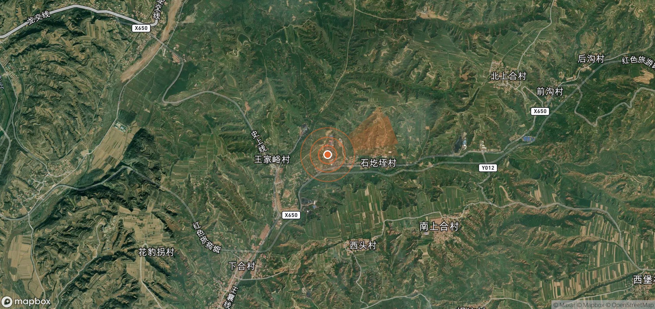Satellite map of methane plume locations in China