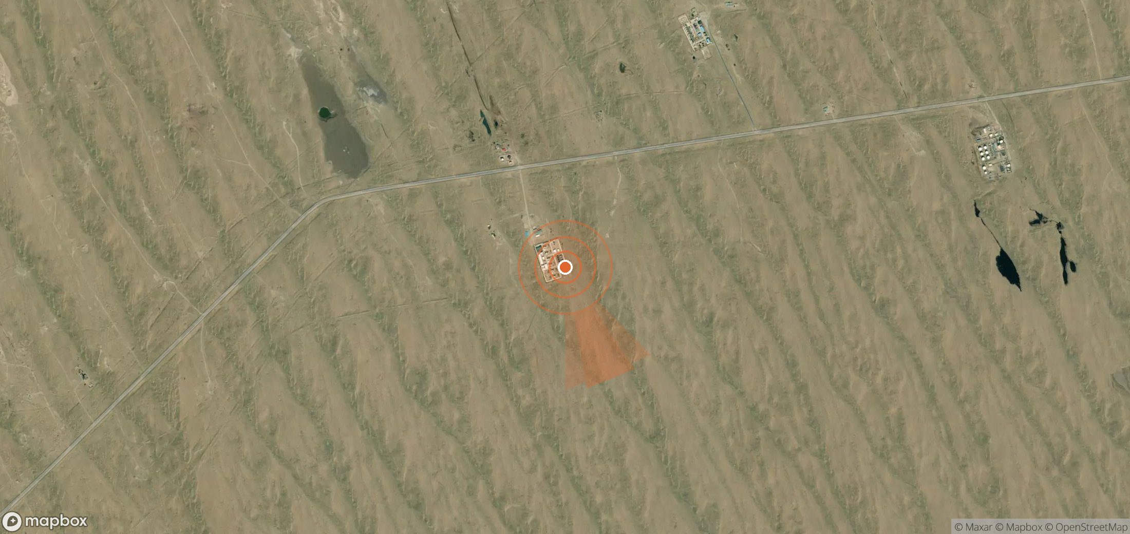 Mapa satelital de plumas de metano en Turkmenistán