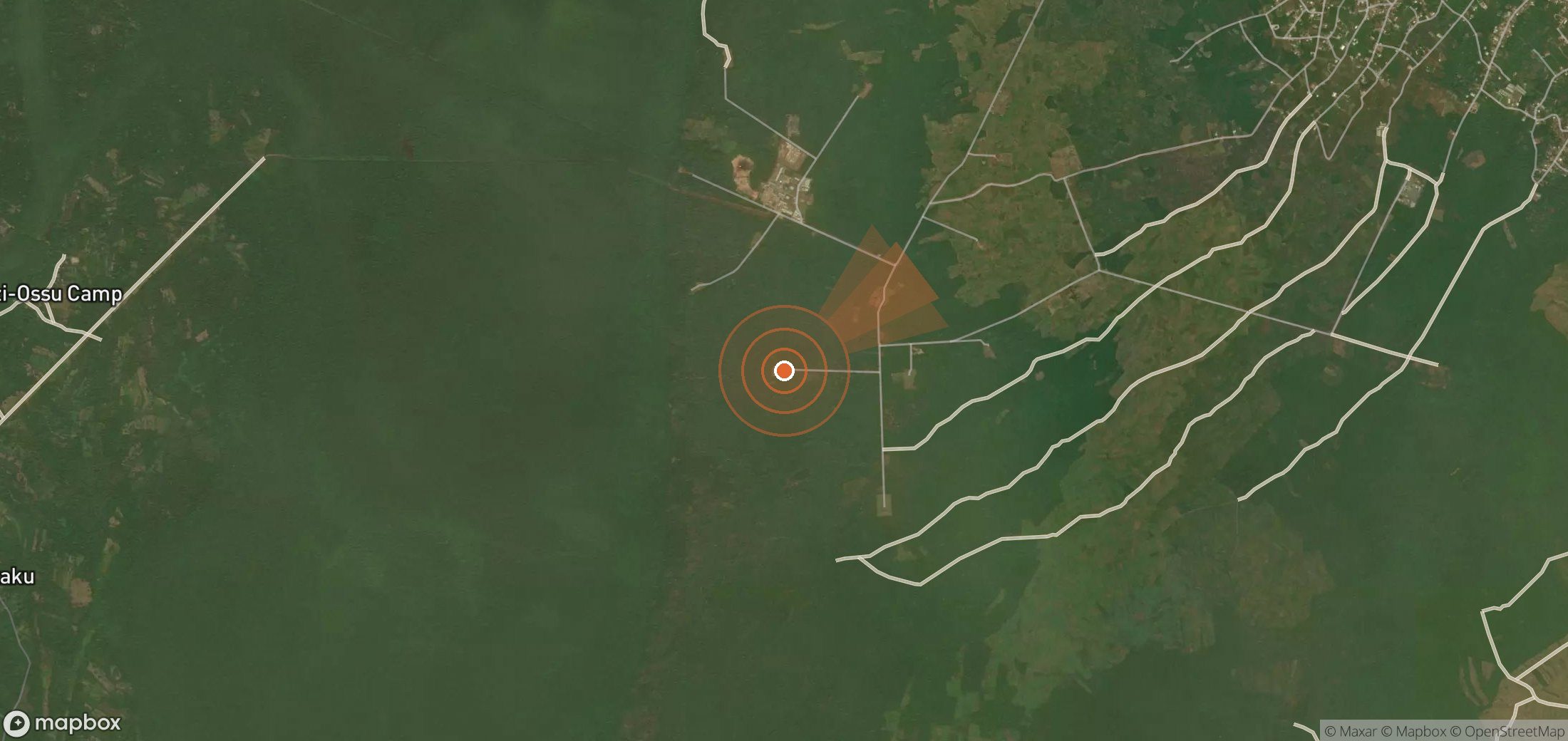 Satellite map of methane plume locations in Nigeria