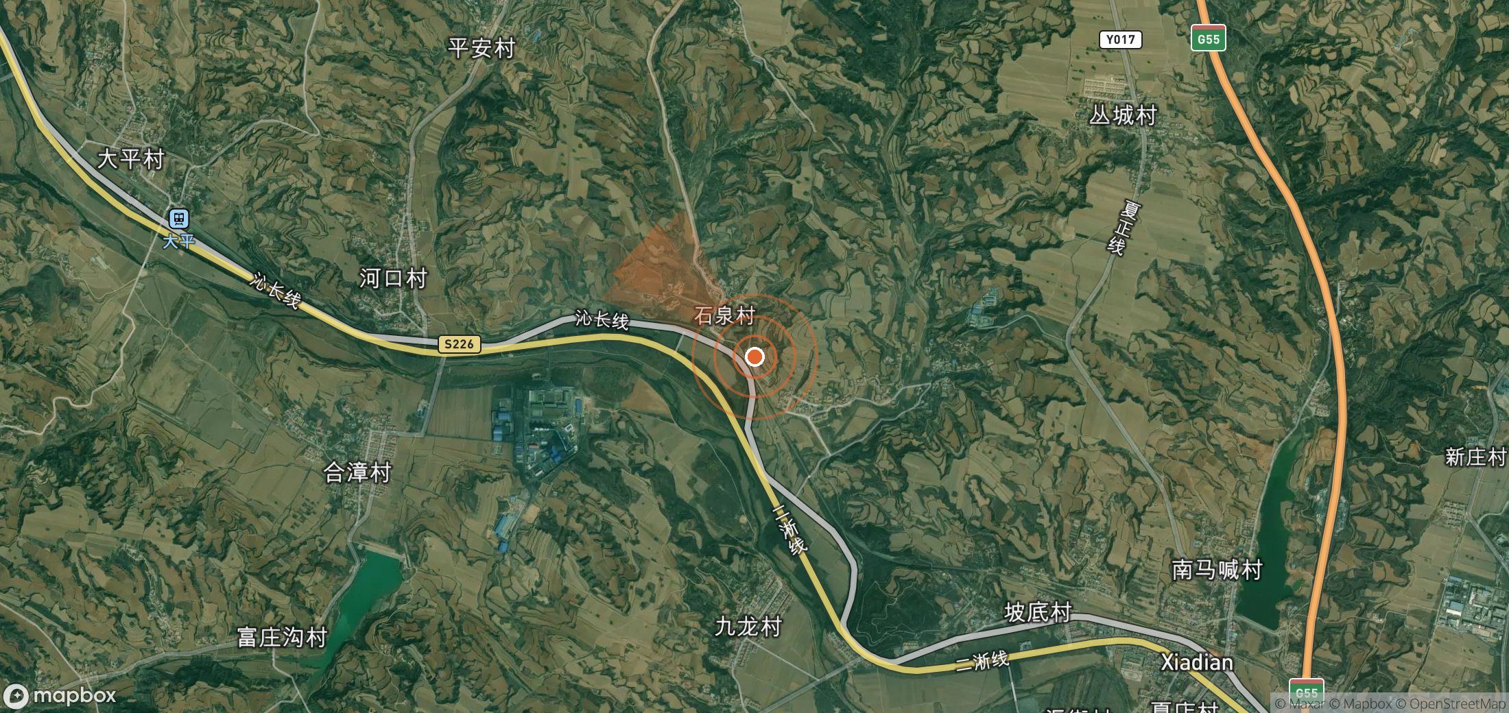 Satellite map of methane plume locations in China