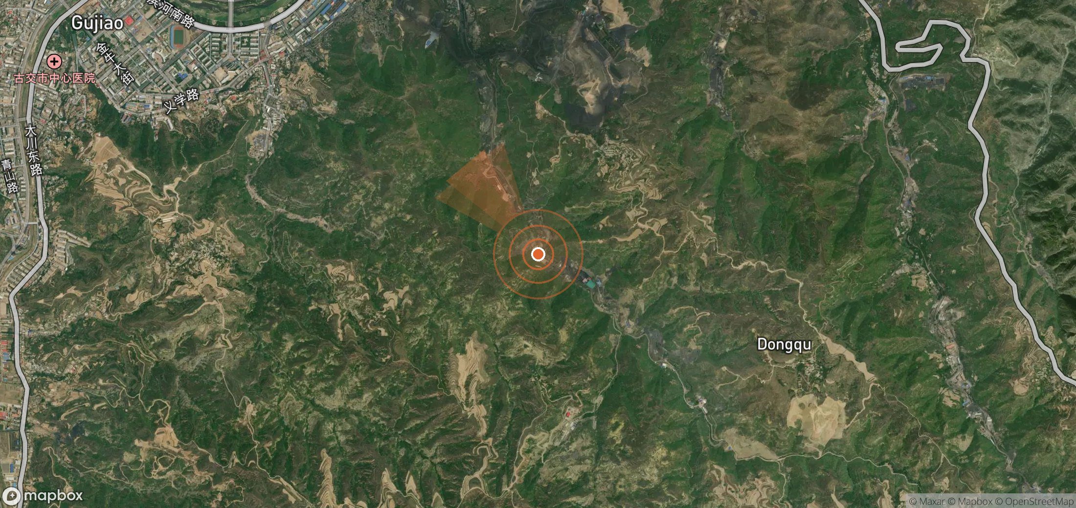 Satellite map of methane plume locations in China