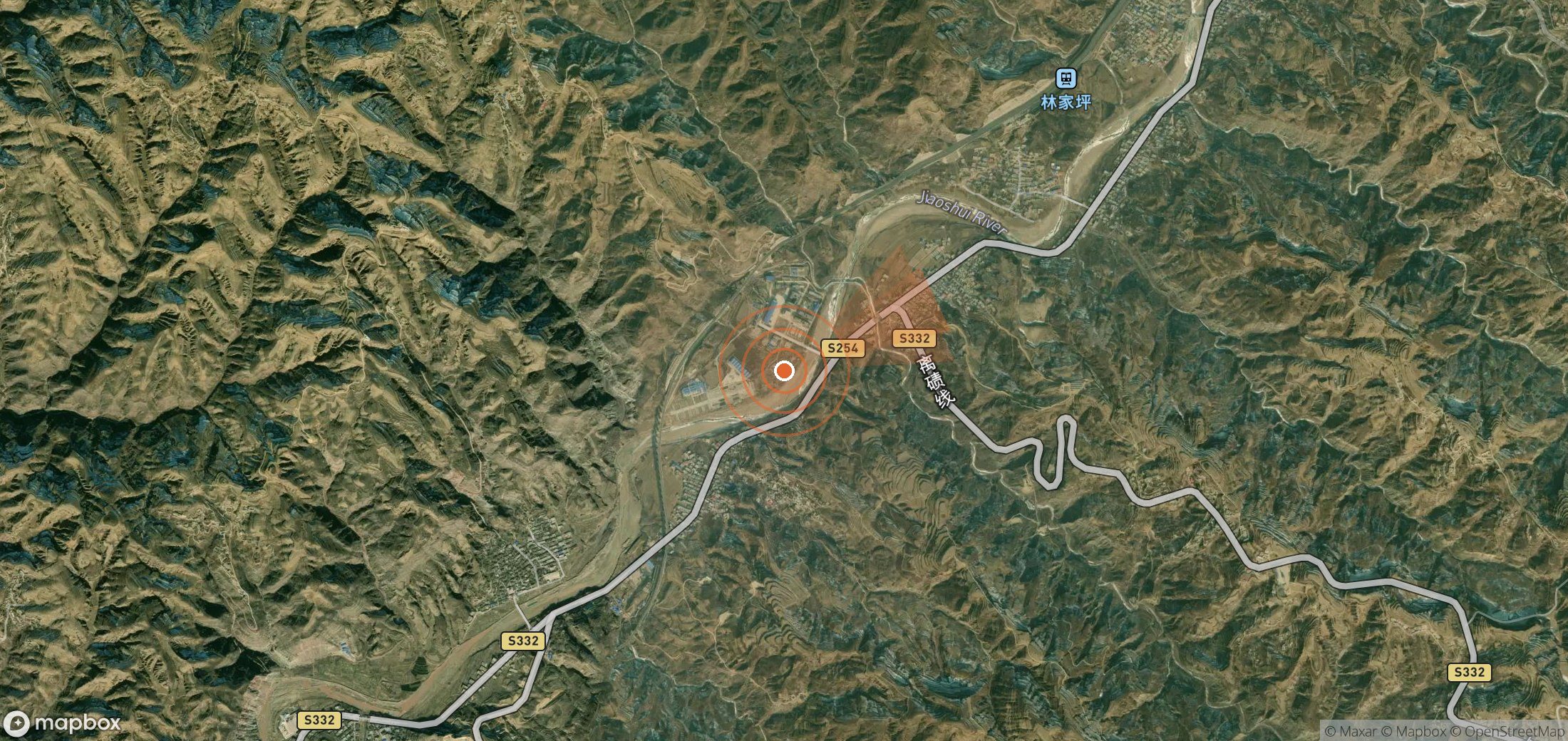 Satellite map of methane plume locations in China