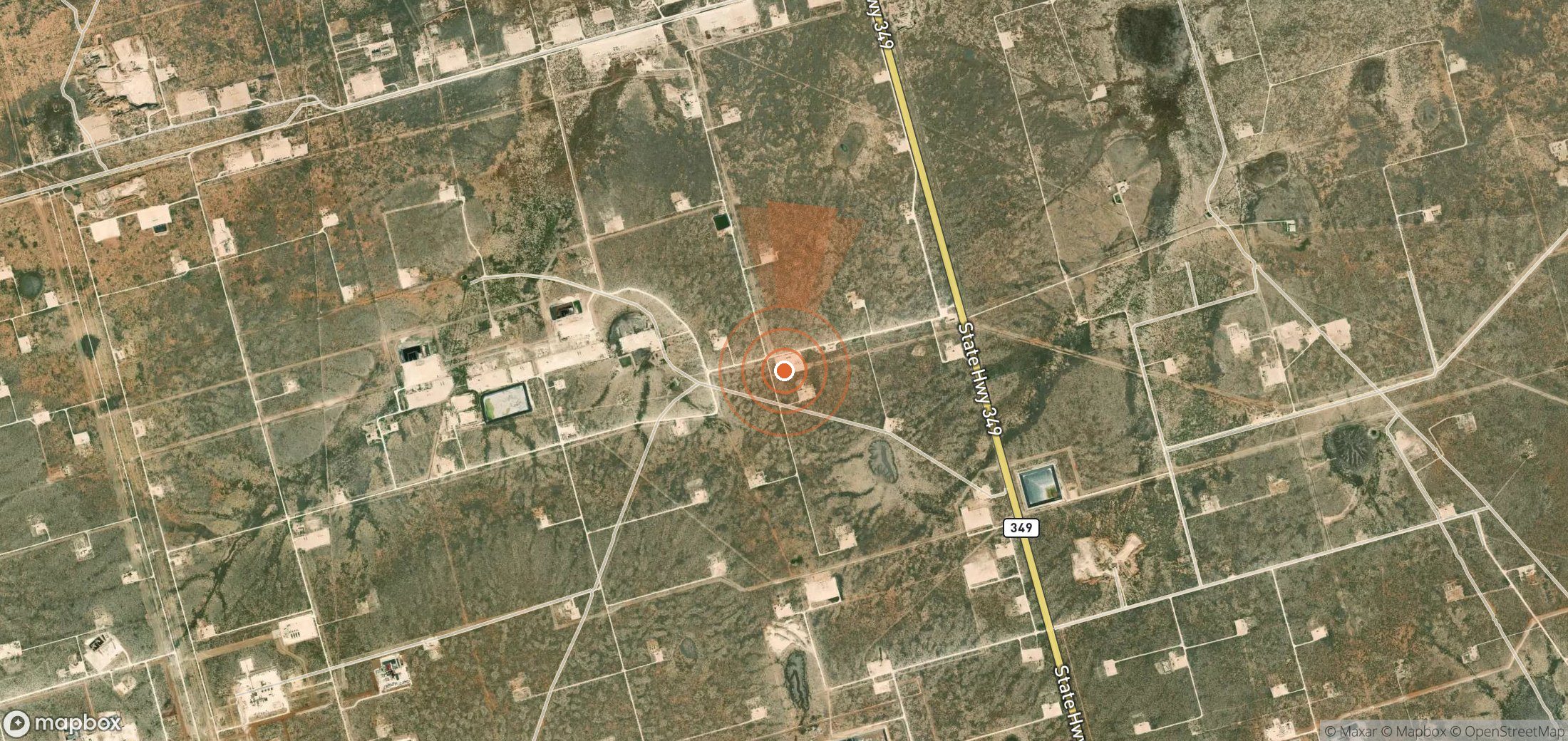 Satellite map of methane plume locations in United States