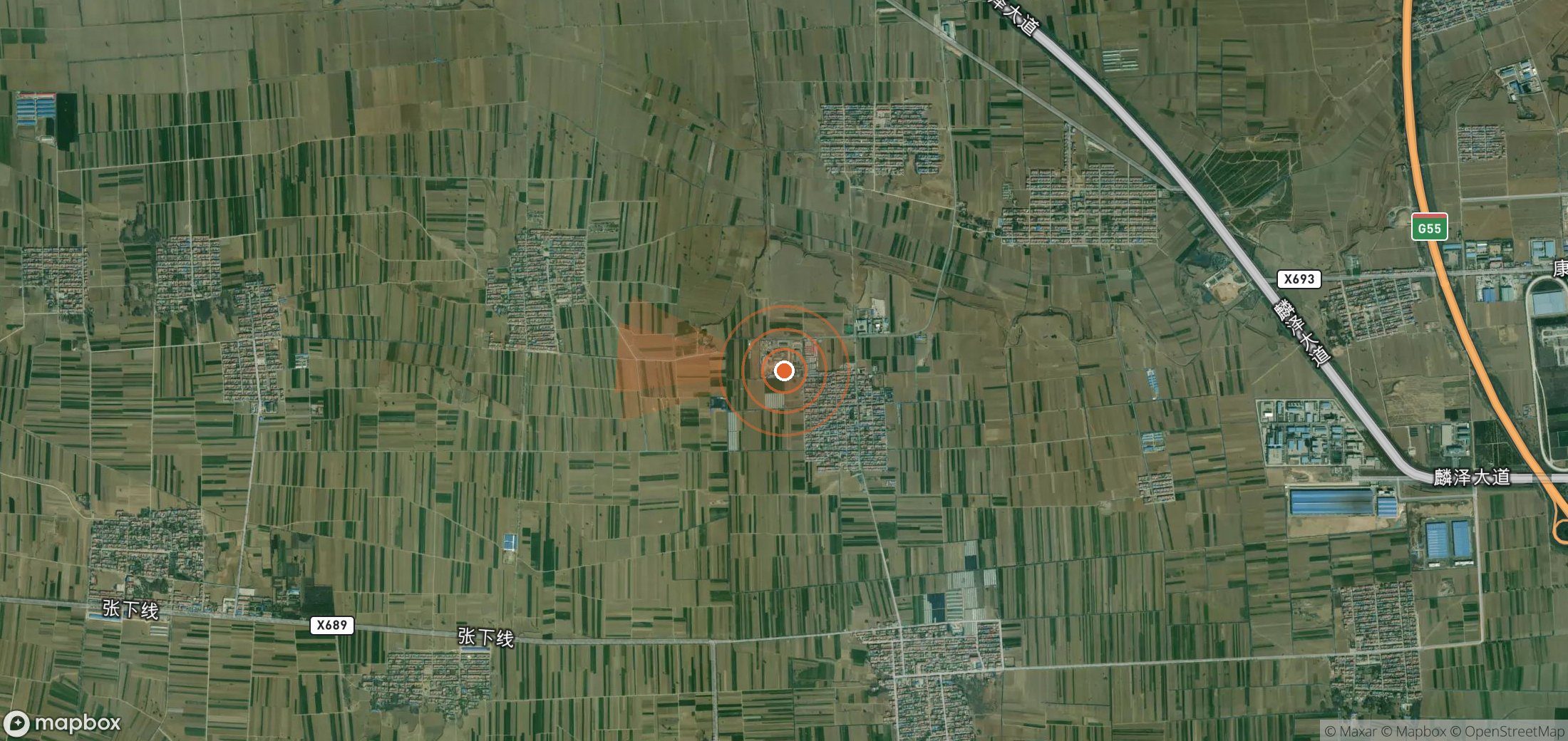 Satellite map of methane plume locations in China