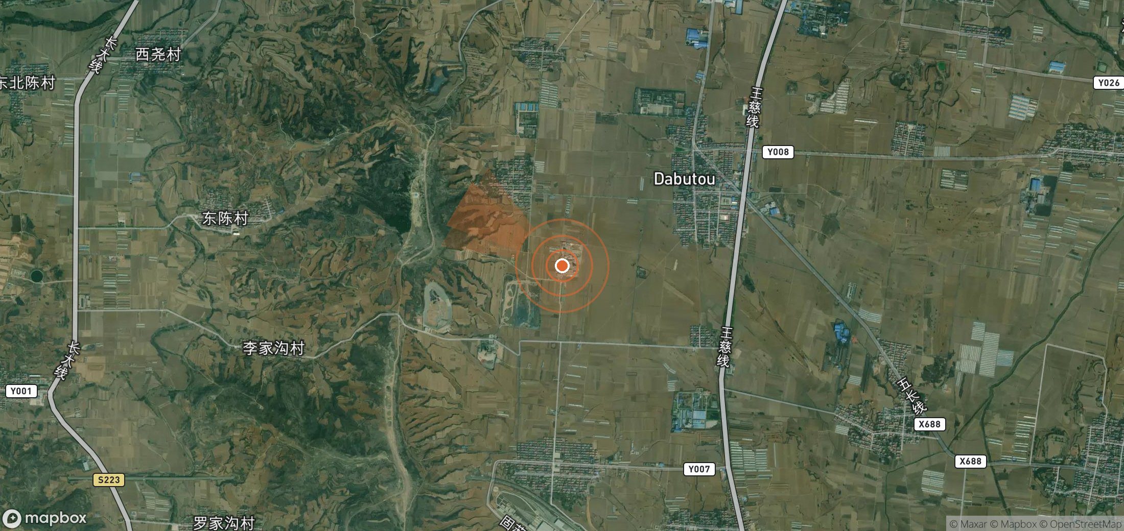 Satellite map of methane plume locations in China