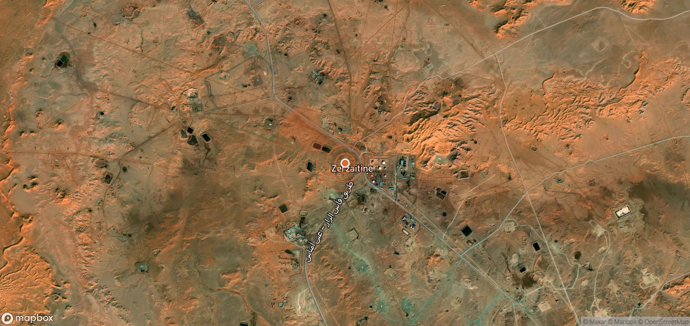 Satellite map of methane plume locations in Algeria