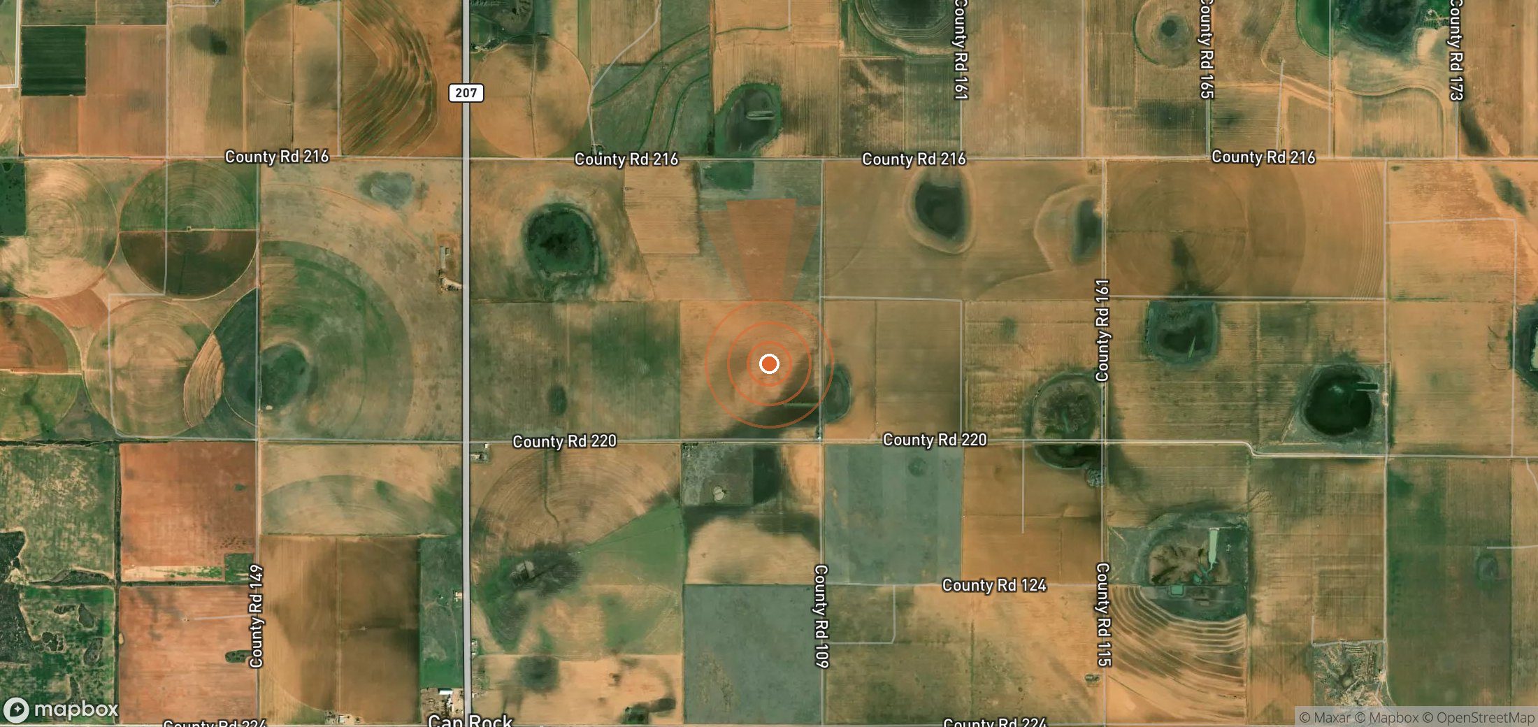 Satellite map of methane plume locations in United States