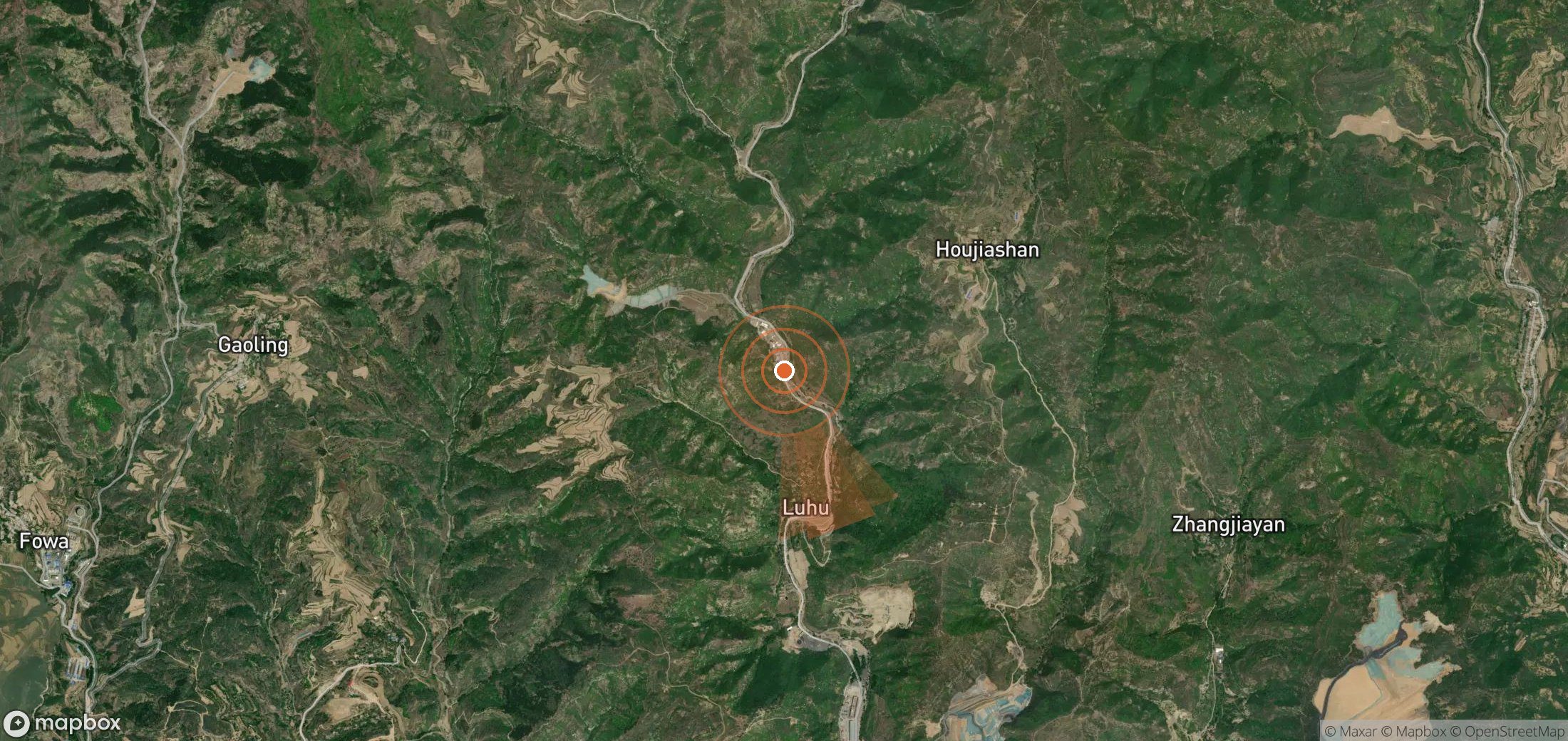 Mapa satelital de plumas de metano en China