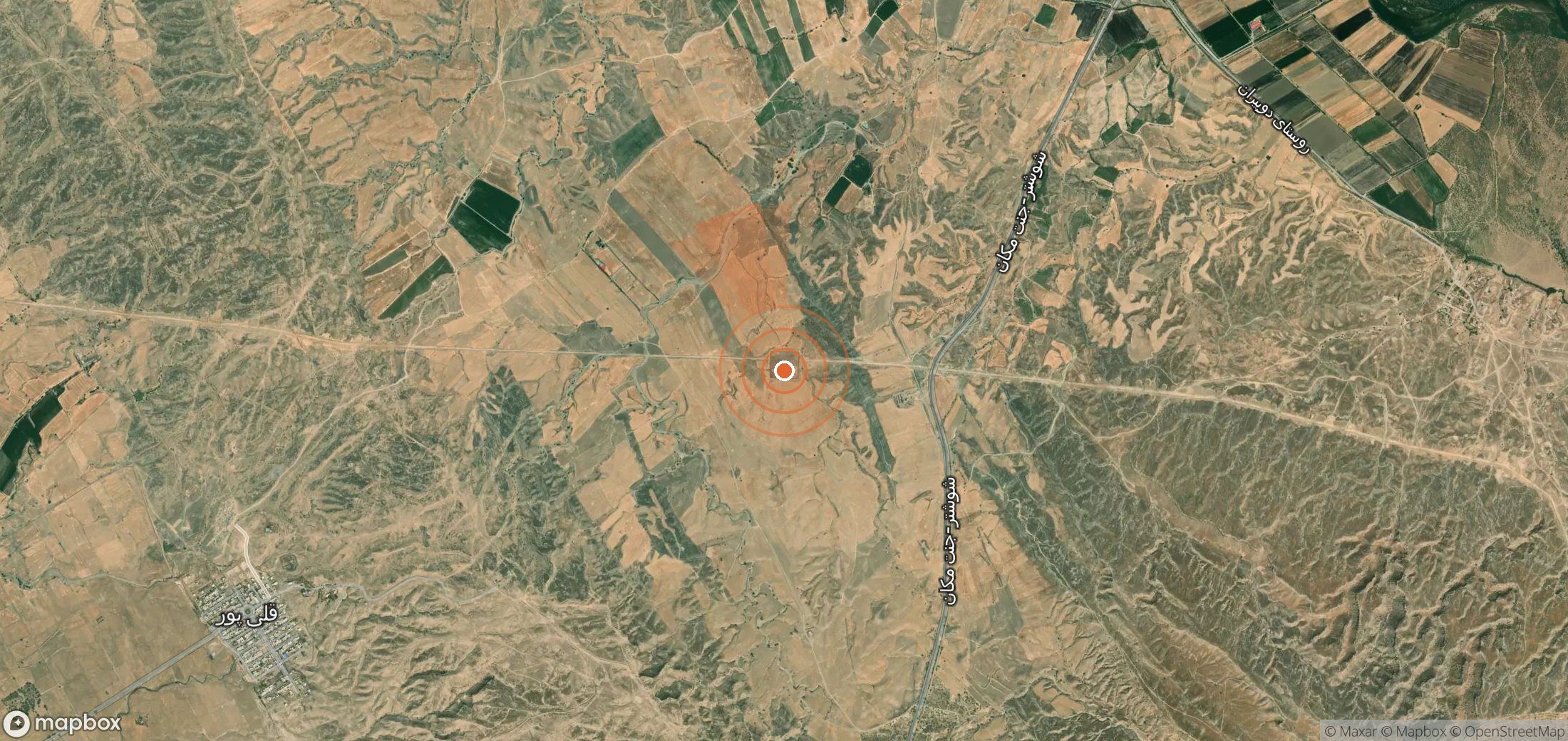 Mapa satelital de plumas de metano en Irán
