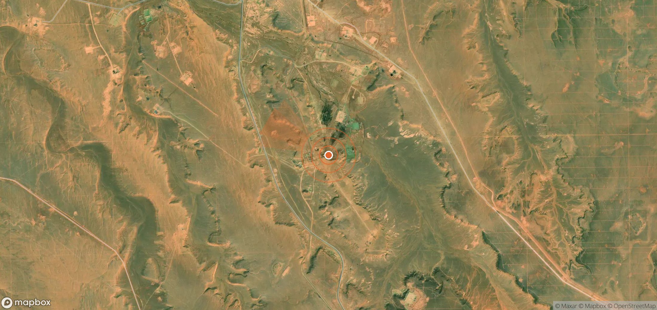Satellite map of methane plume locations in Algeria