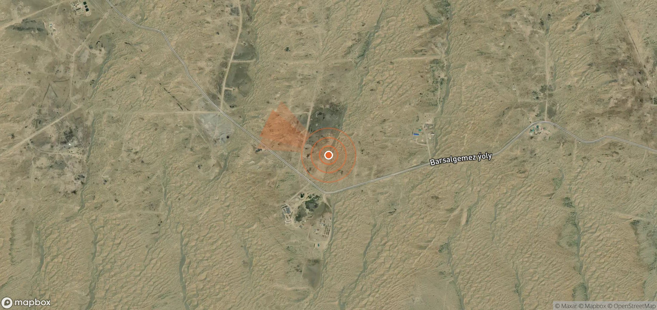 Satellite map of methane plume locations in Turkmenistan