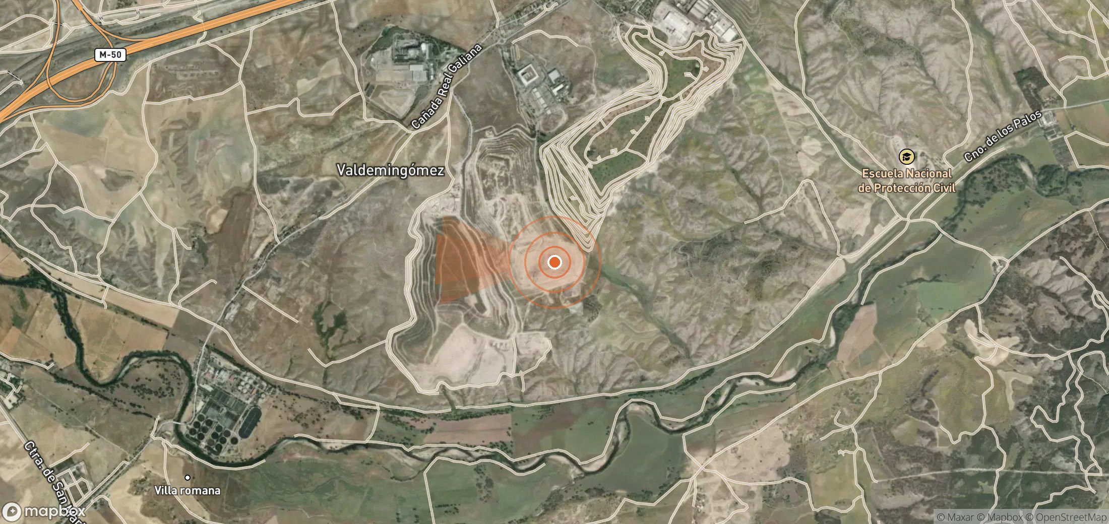 Mapa satelital de plumas de metano en España