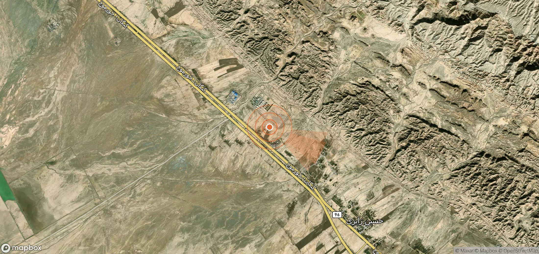 Satellite map of methane plume locations in Iran