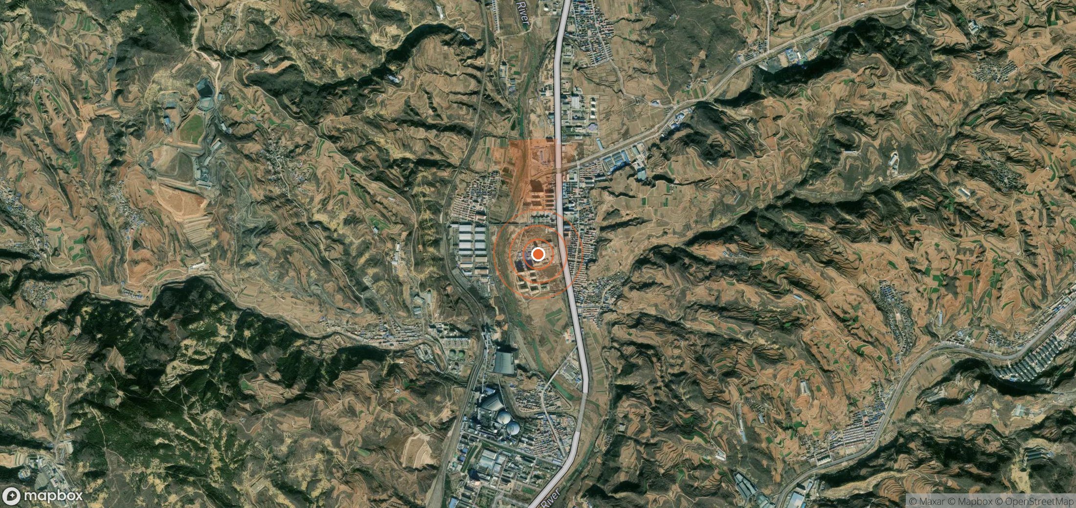 Satellite map of methane plume locations in China