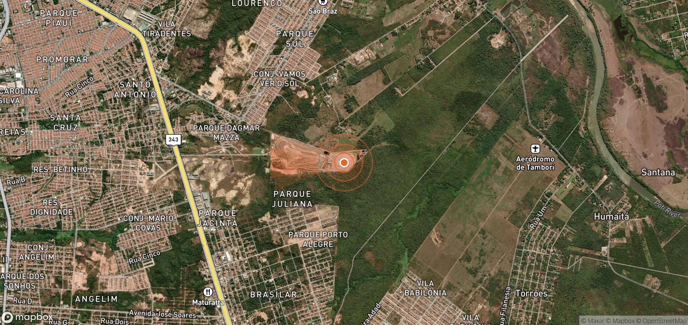 Mapa satelital de plumas de metano en Brasil