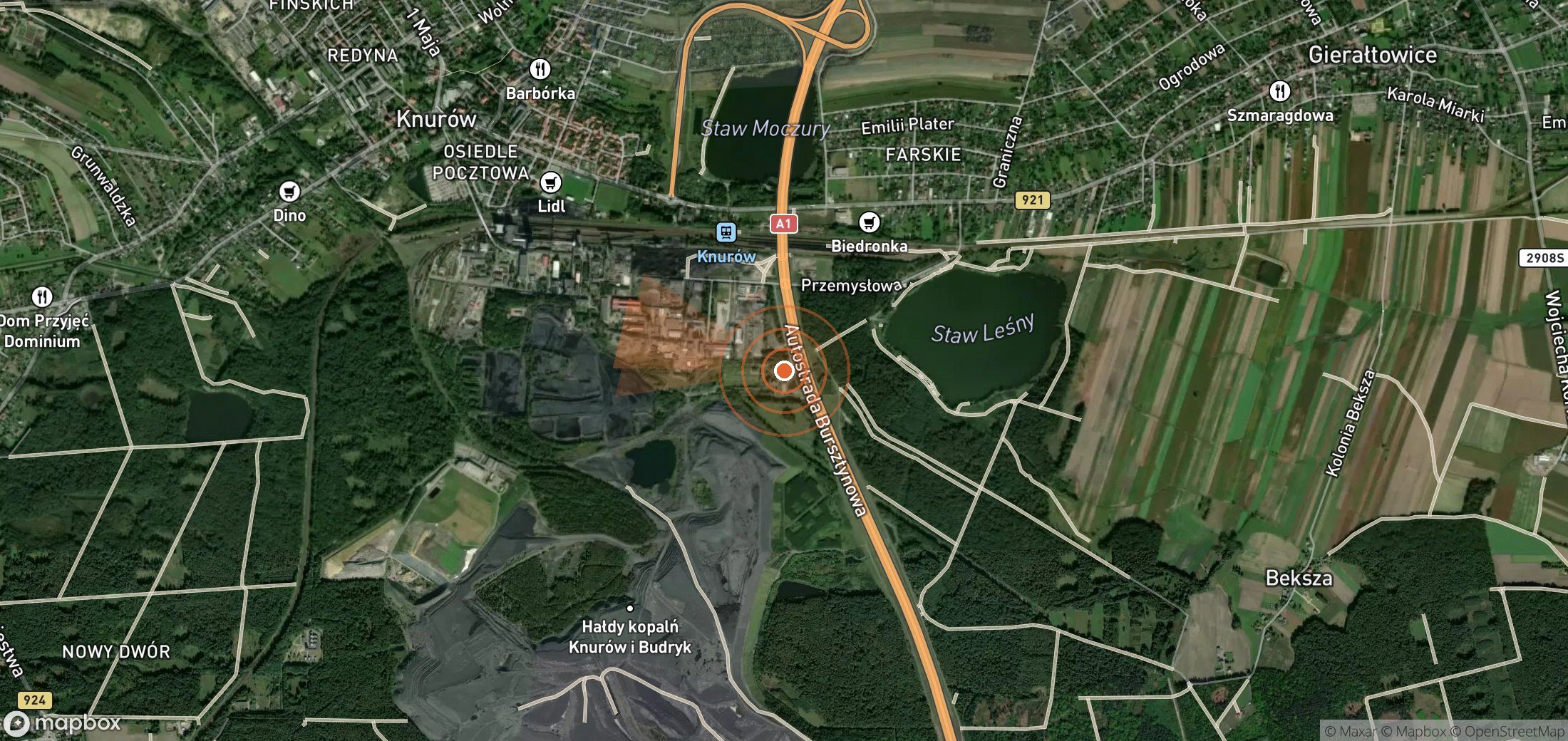 Mapa satelital de plumas de metano en Polonia