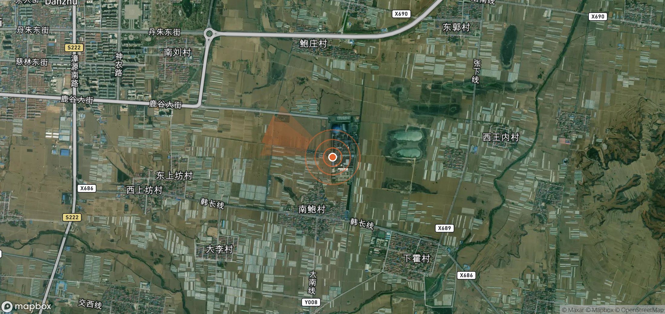 Satellite map of methane plume locations in China