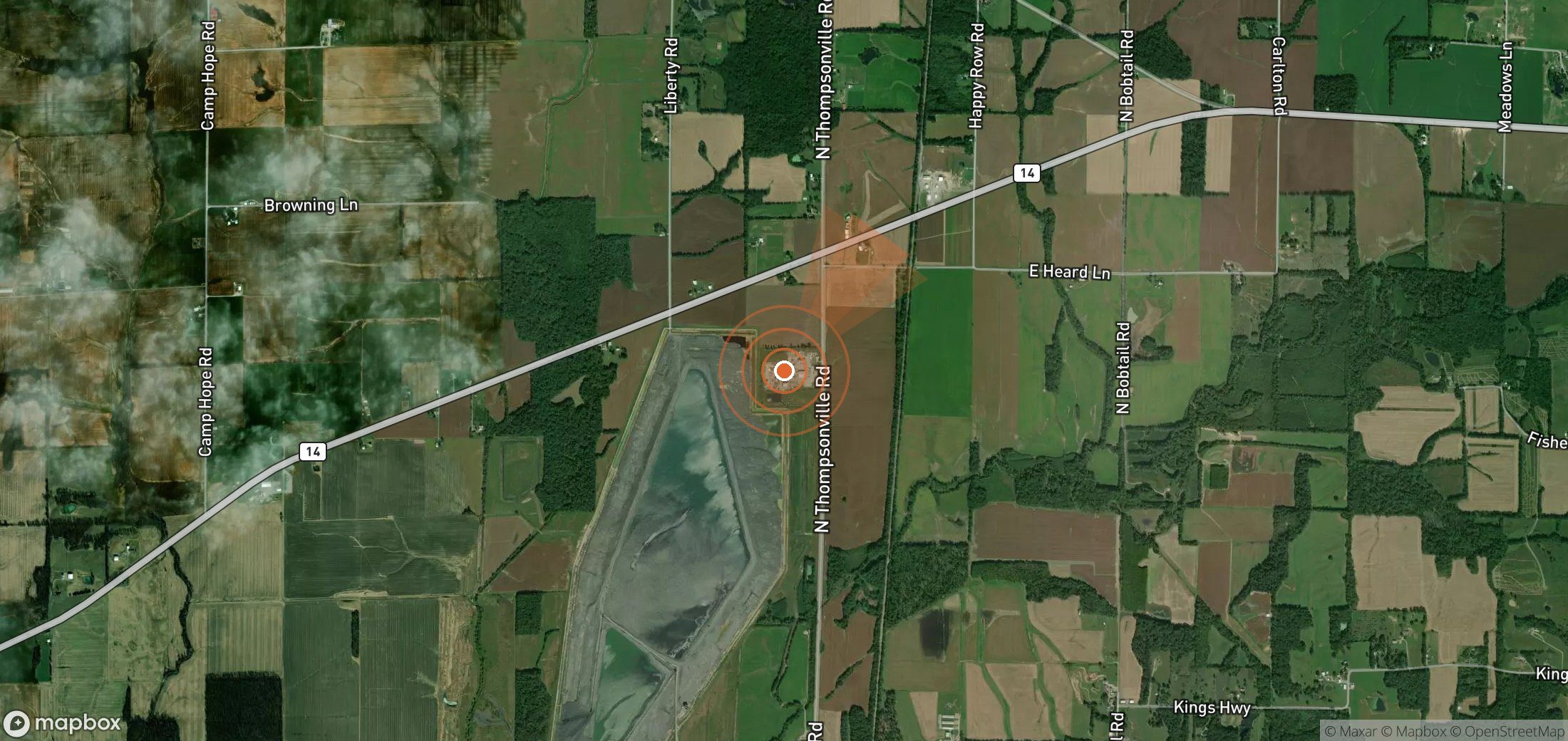 Mapa satelital de plumas de metano en Estados Unidos