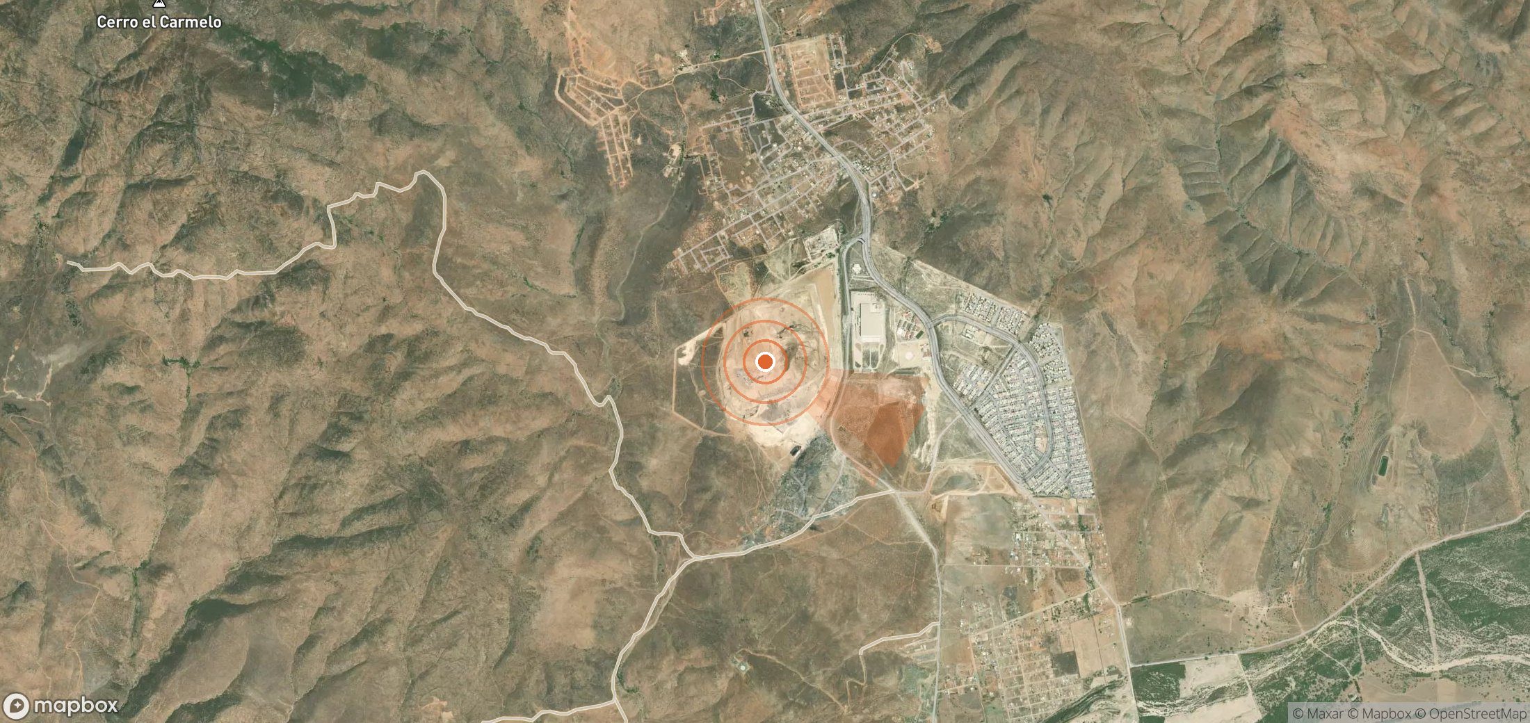 Satellite map of methane plume locations in Mexico