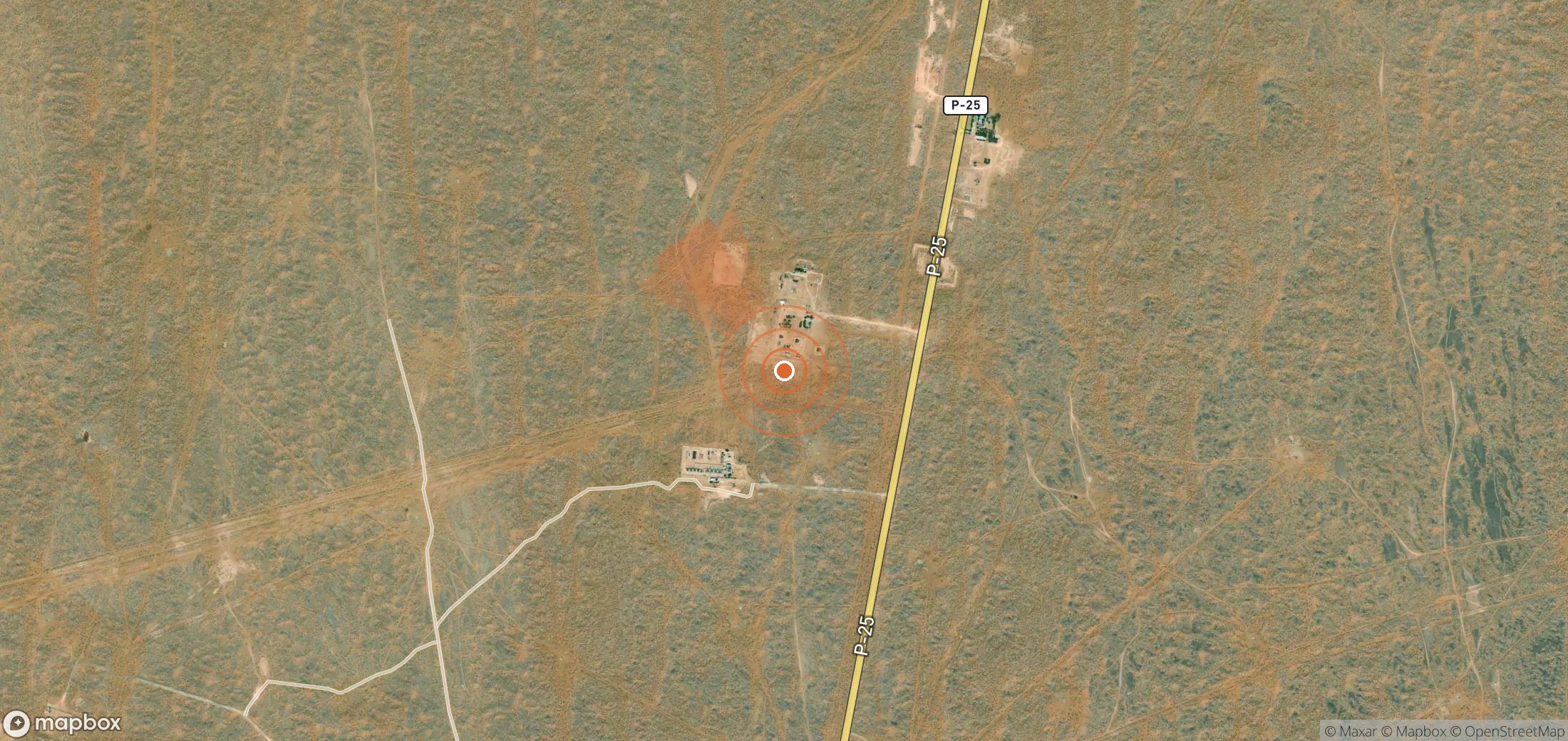 Satellite map of methane plume locations in Turkmenistan