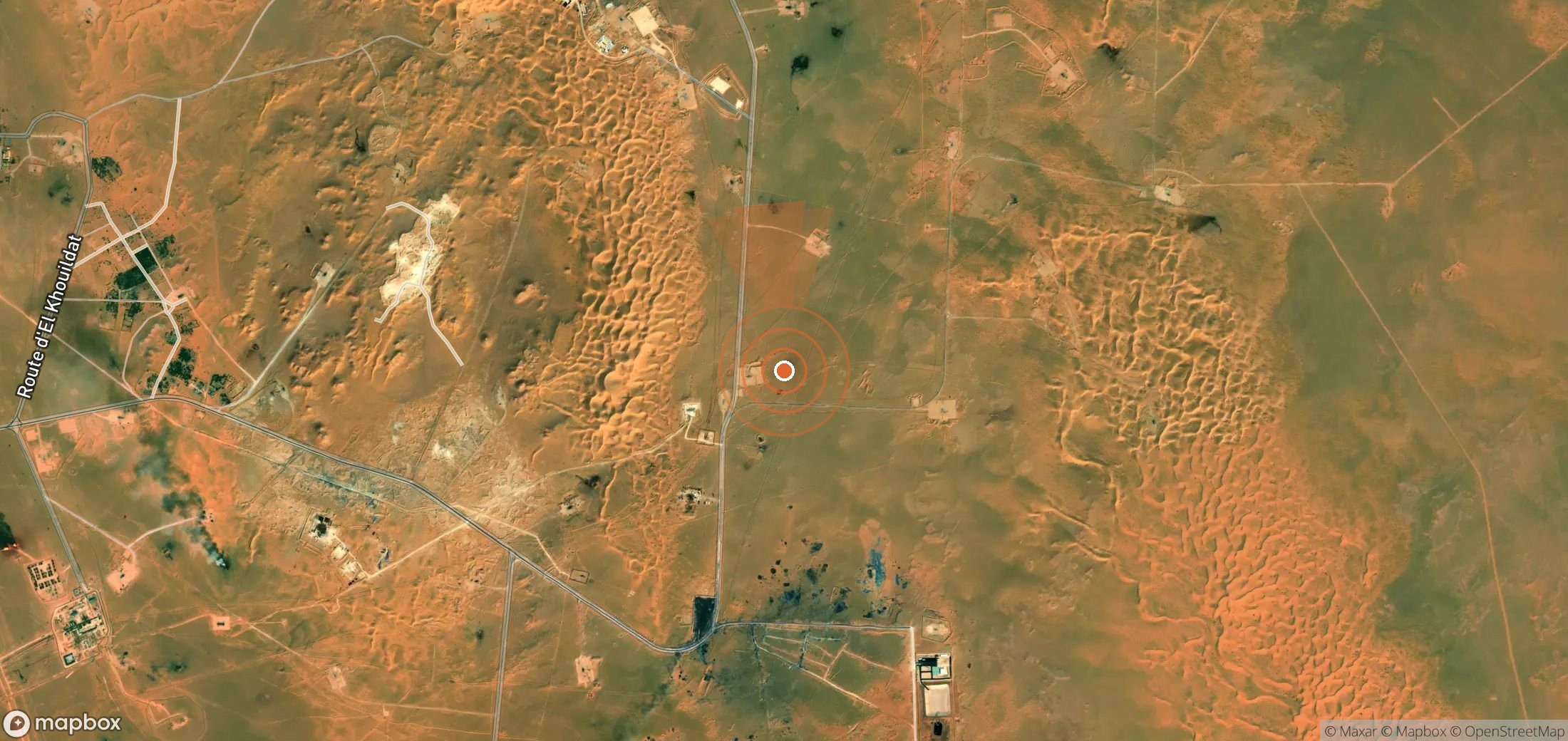 Mapa satelital de plumas de metano en Argelia