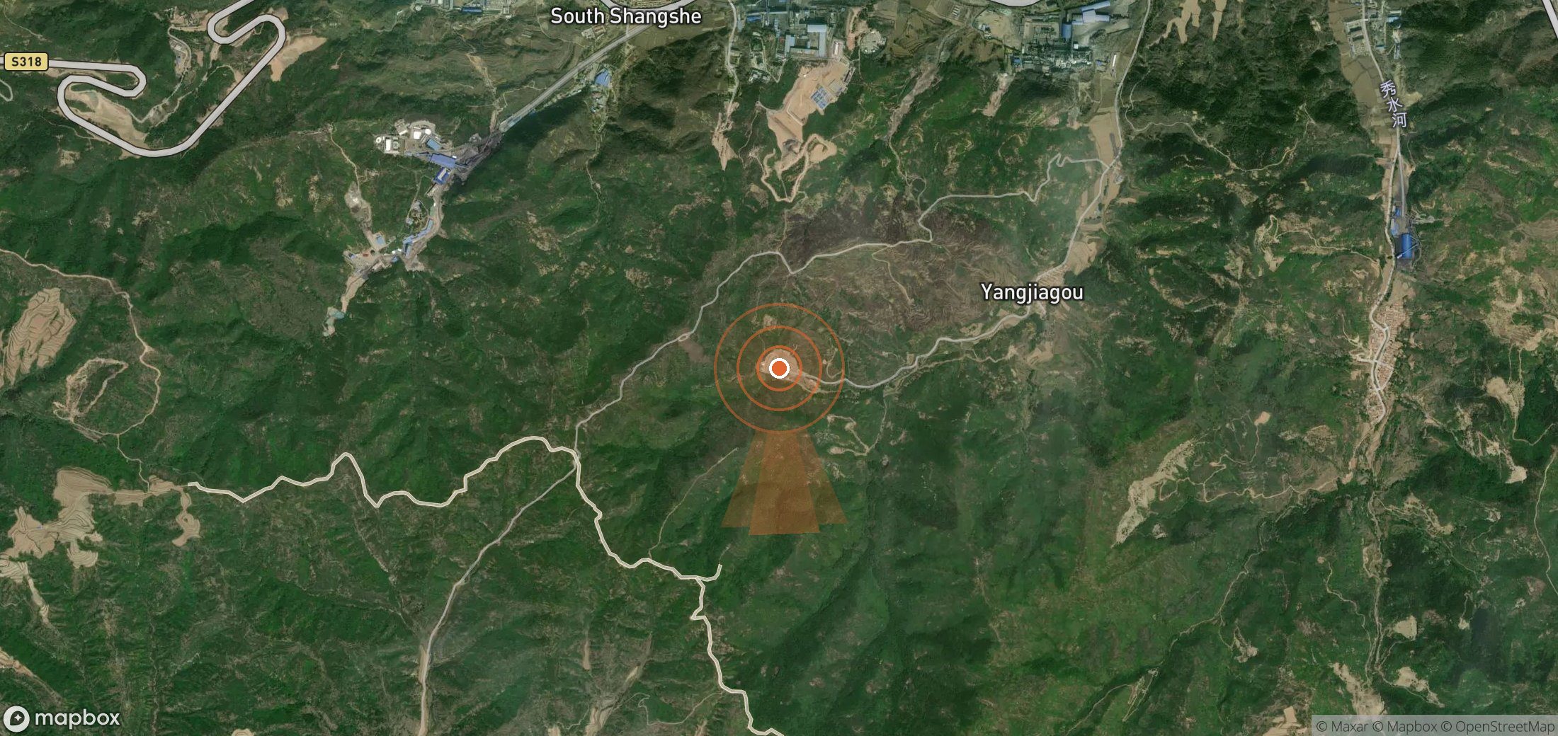 Satellite map of methane plume locations in China