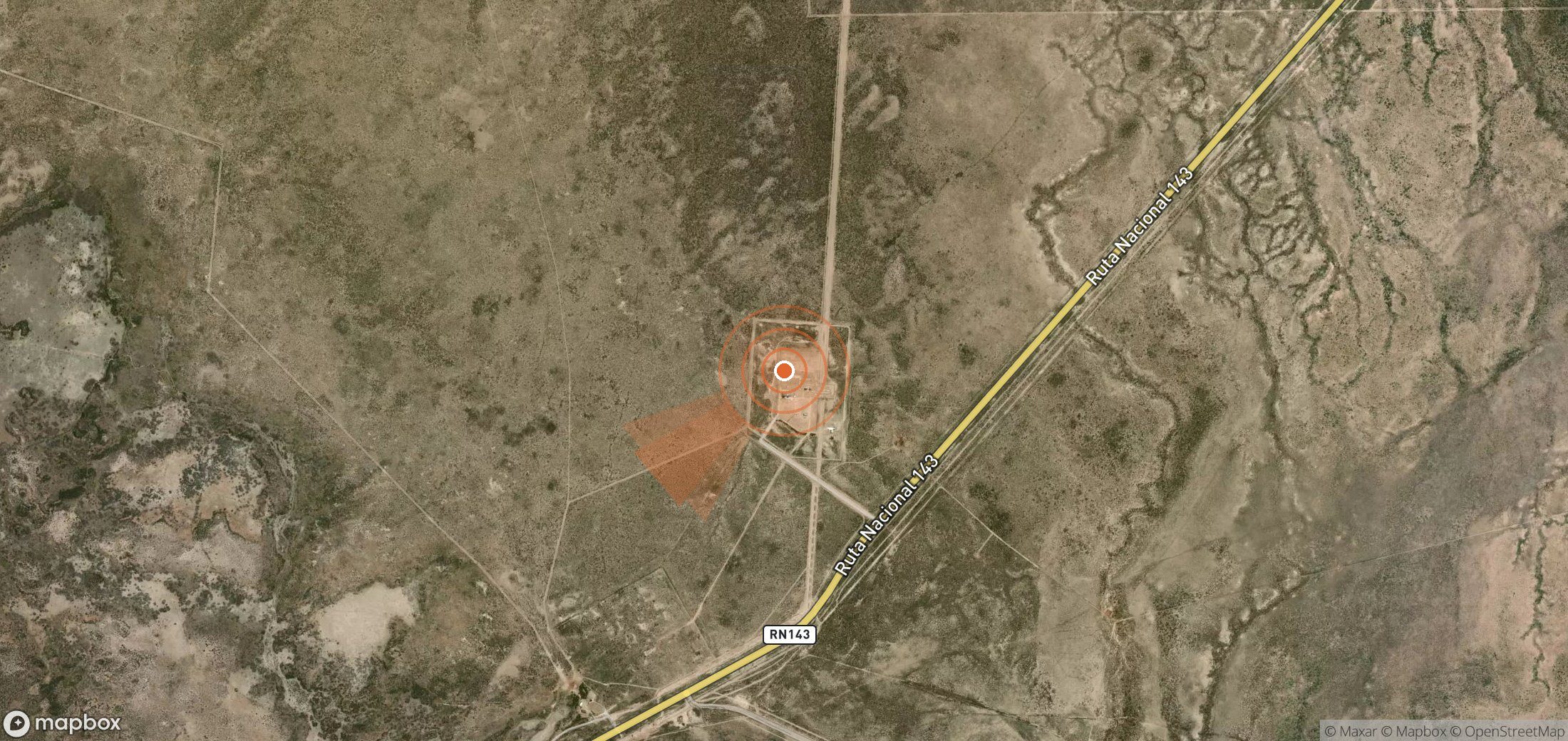 Satellite map of methane plume locations in Argentina