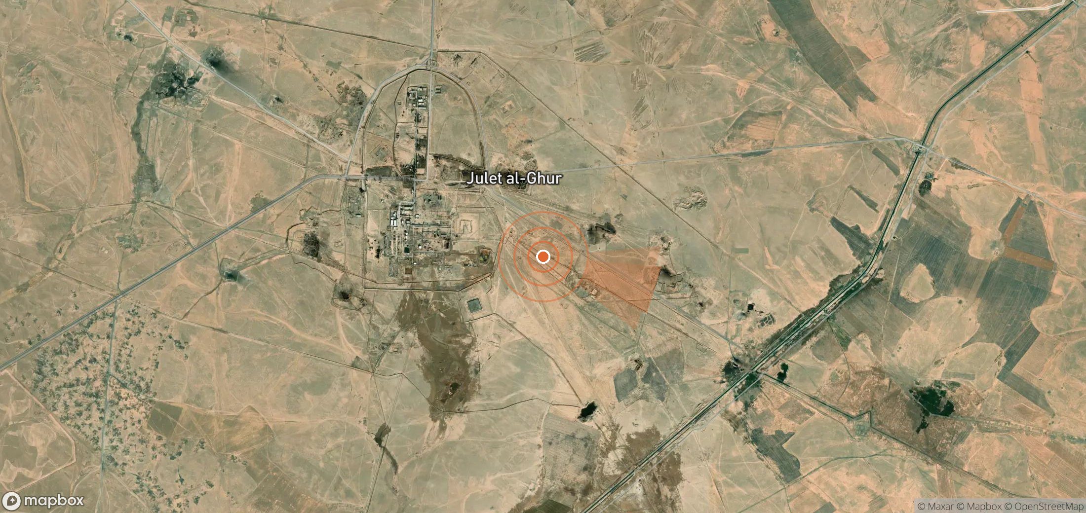Mapa satelital de plumas de metano en Siria