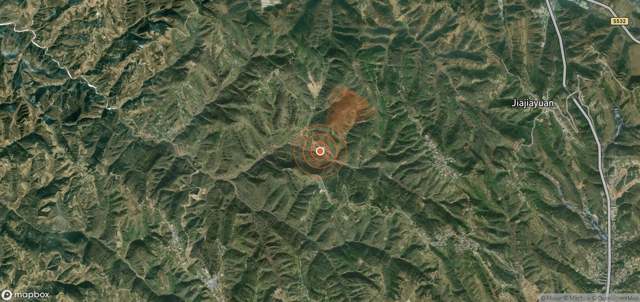 Satellite map of methane plume locations in China