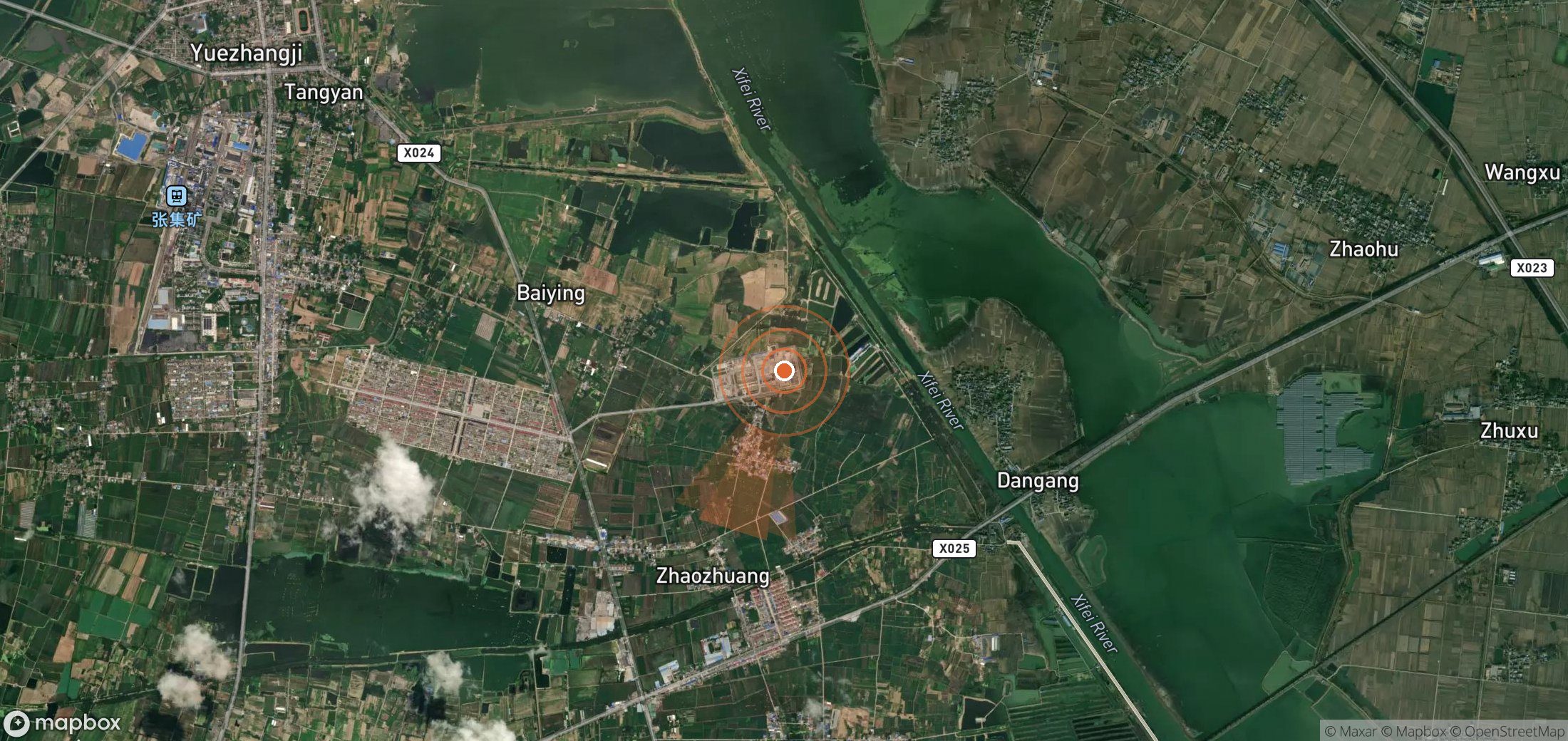 Satellite map of methane plume locations in China