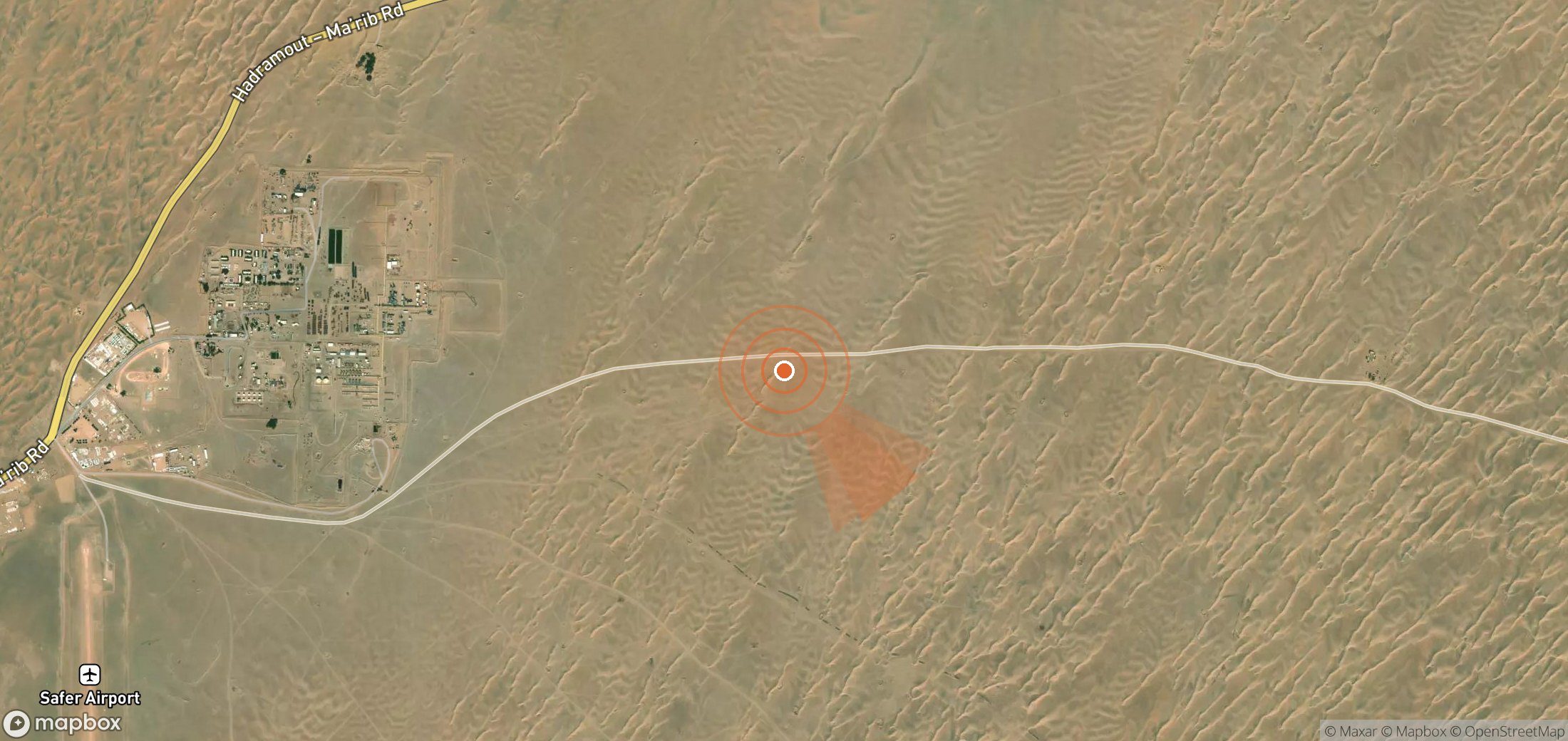Satellite map of methane plume locations in Yemen