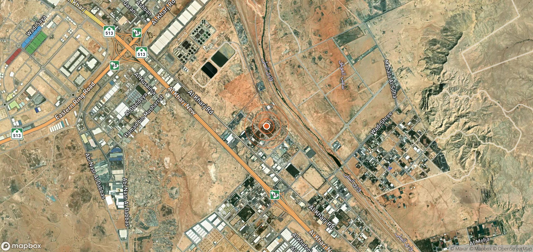Satellite map of methane plume locations in Saudi Arabia