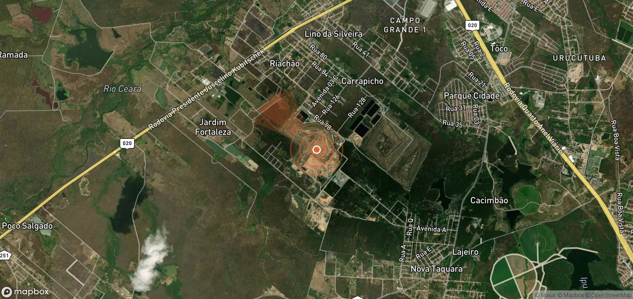 Mapa satelital de plumas de metano en Brasil