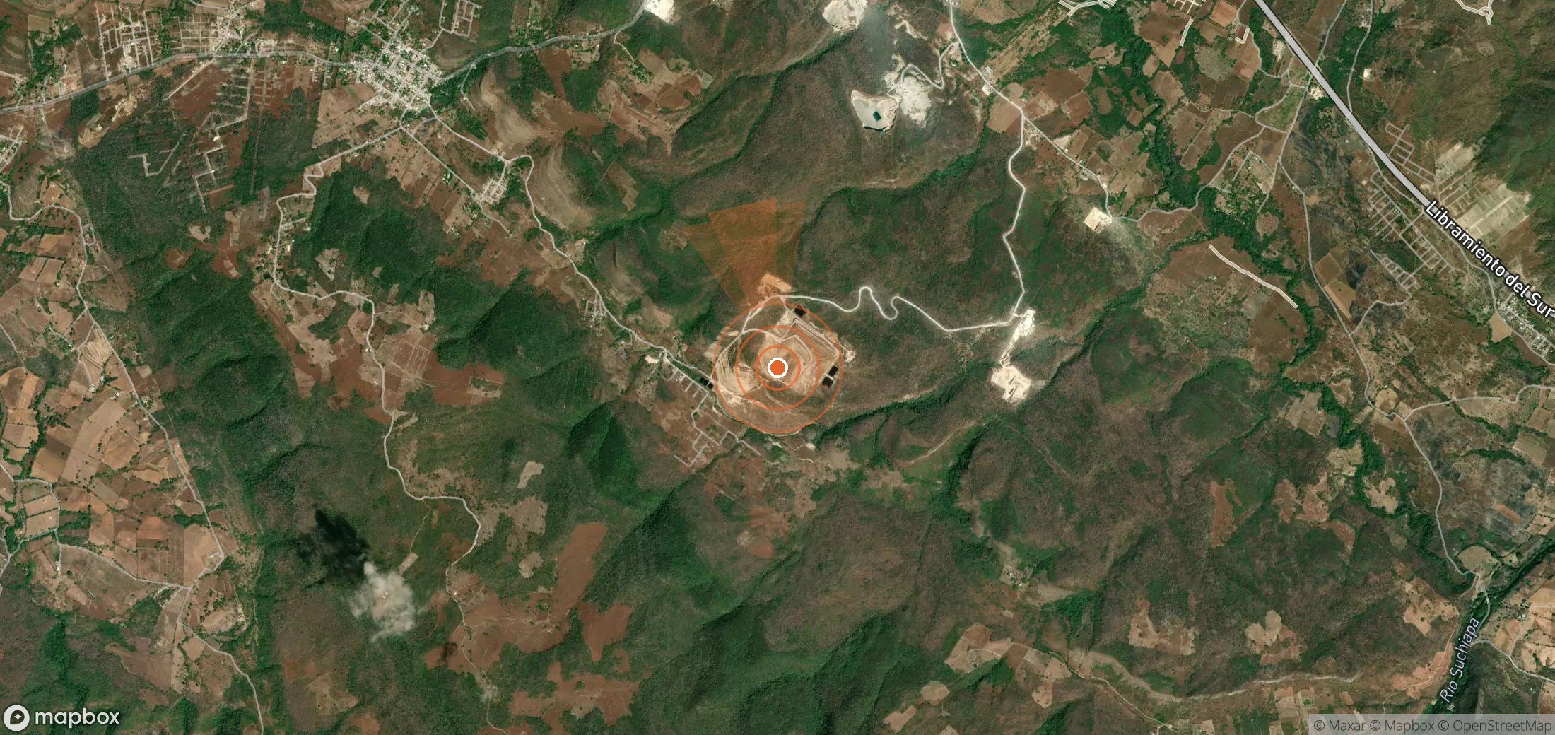 Satellite map of methane plume locations in Mexico