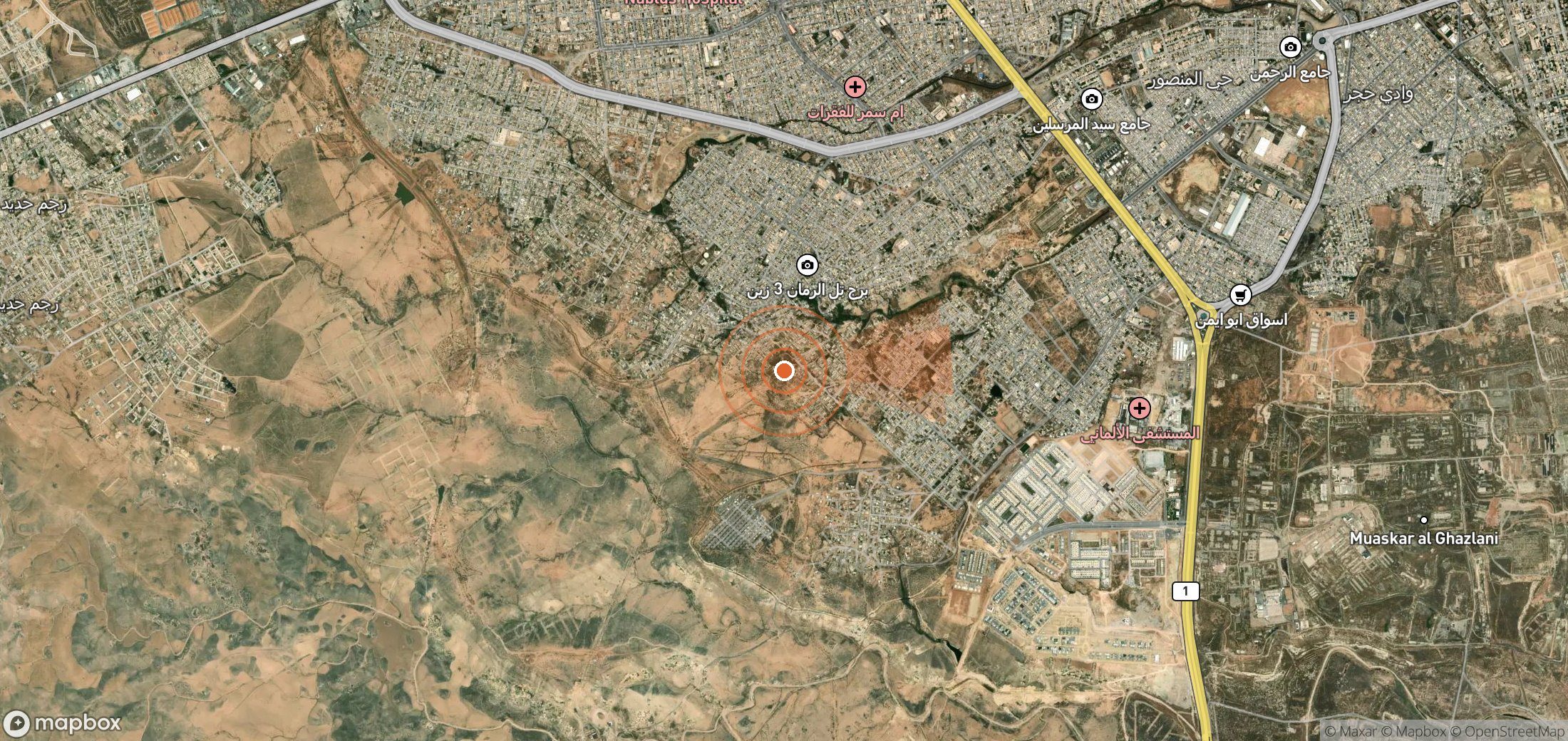 Satellite map of methane plume locations in Iraq