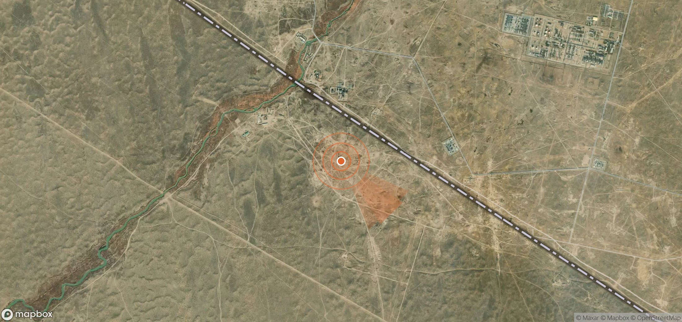 Satellite map of methane plume locations in Turkmenistan