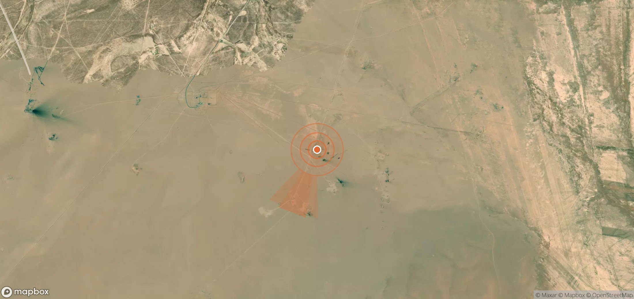 Satellite map of methane plume locations in Syria