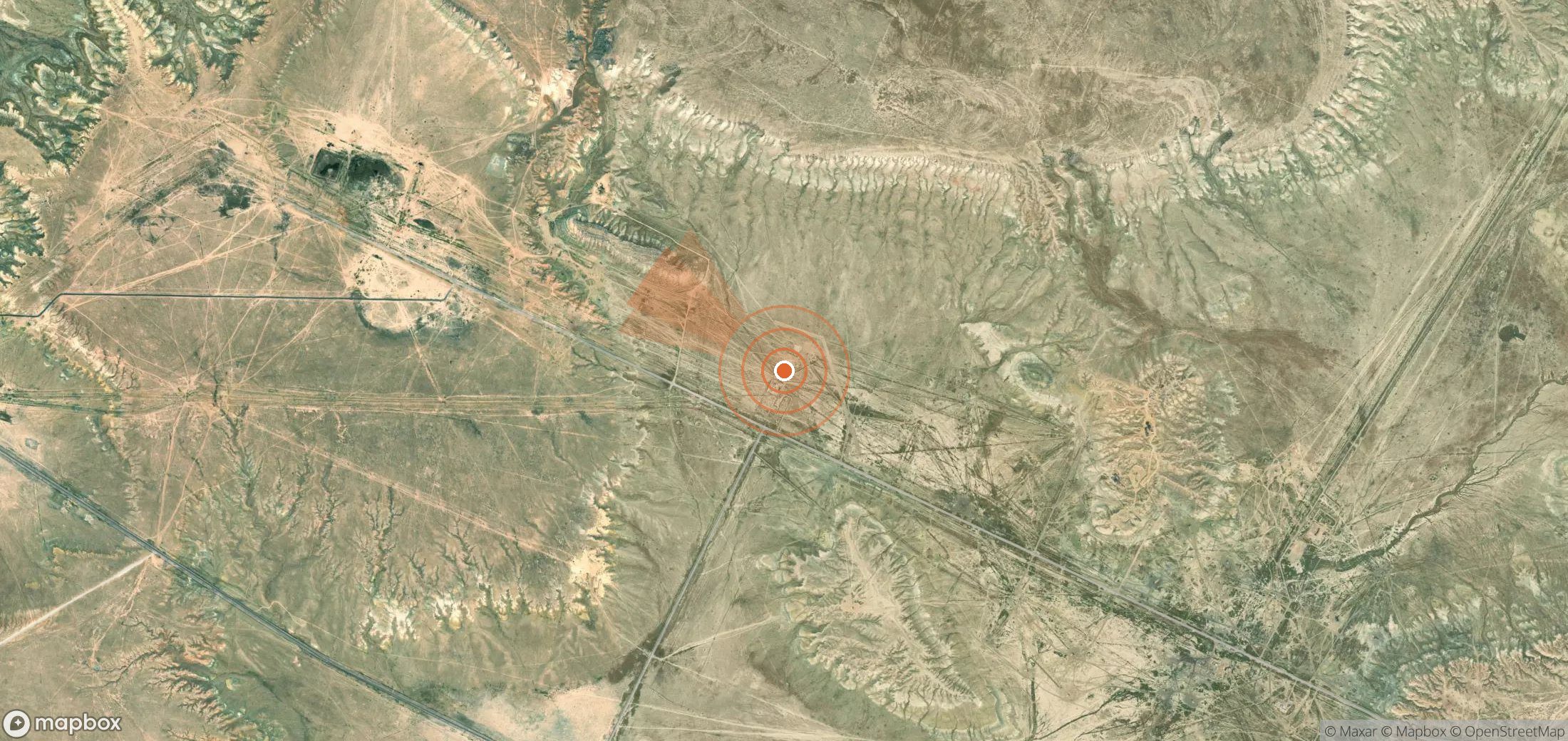 Mapa satelital de plumas de metano en Kazajistán