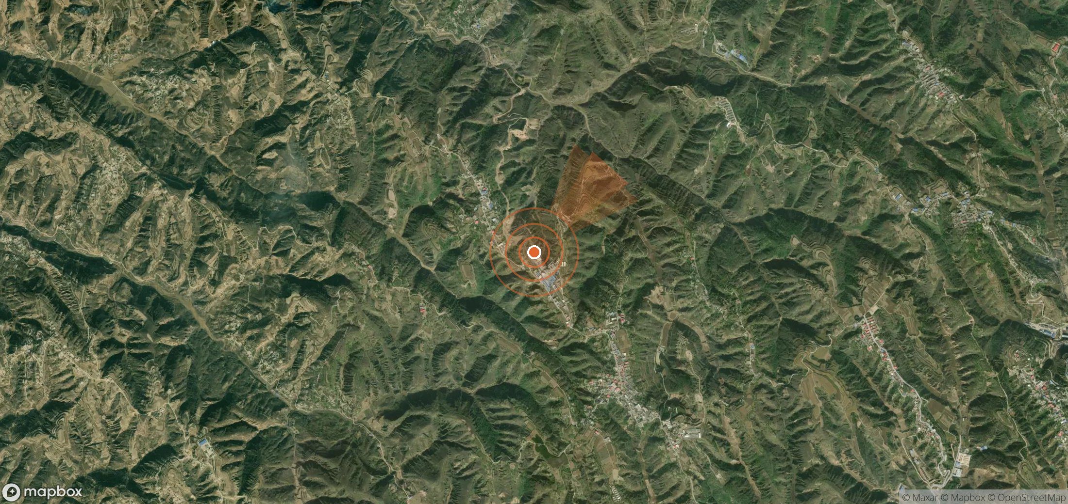 Satellite map of methane plume locations in China