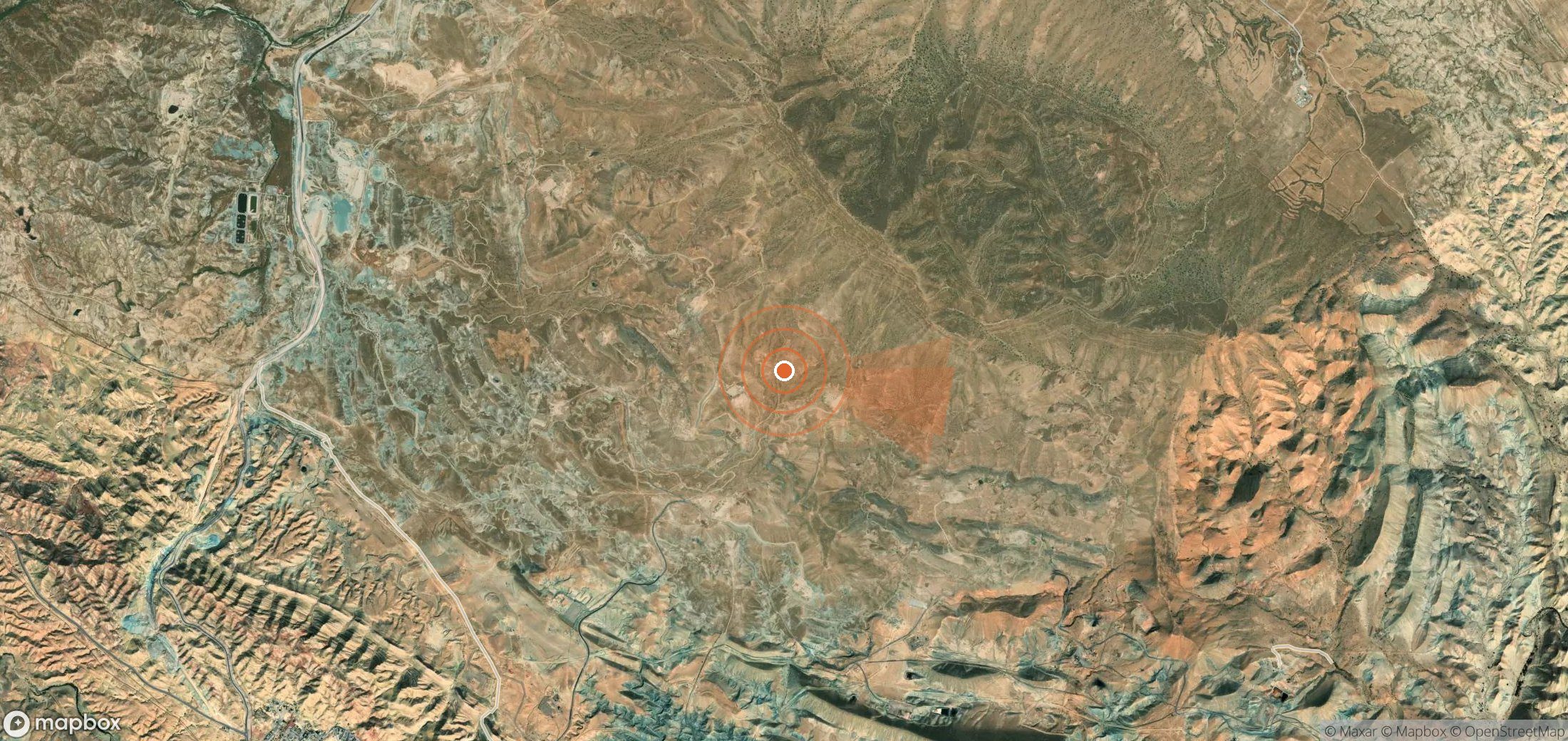 Mapa satelital de plumas de metano en Irán