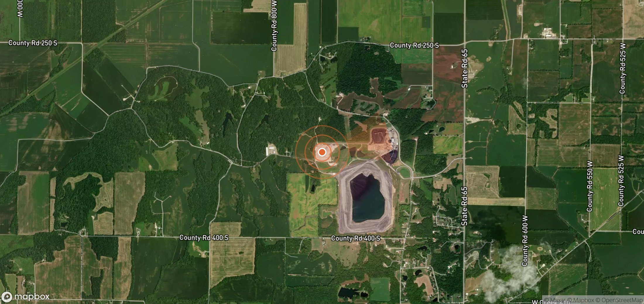 Satellite map of methane plume locations in United States