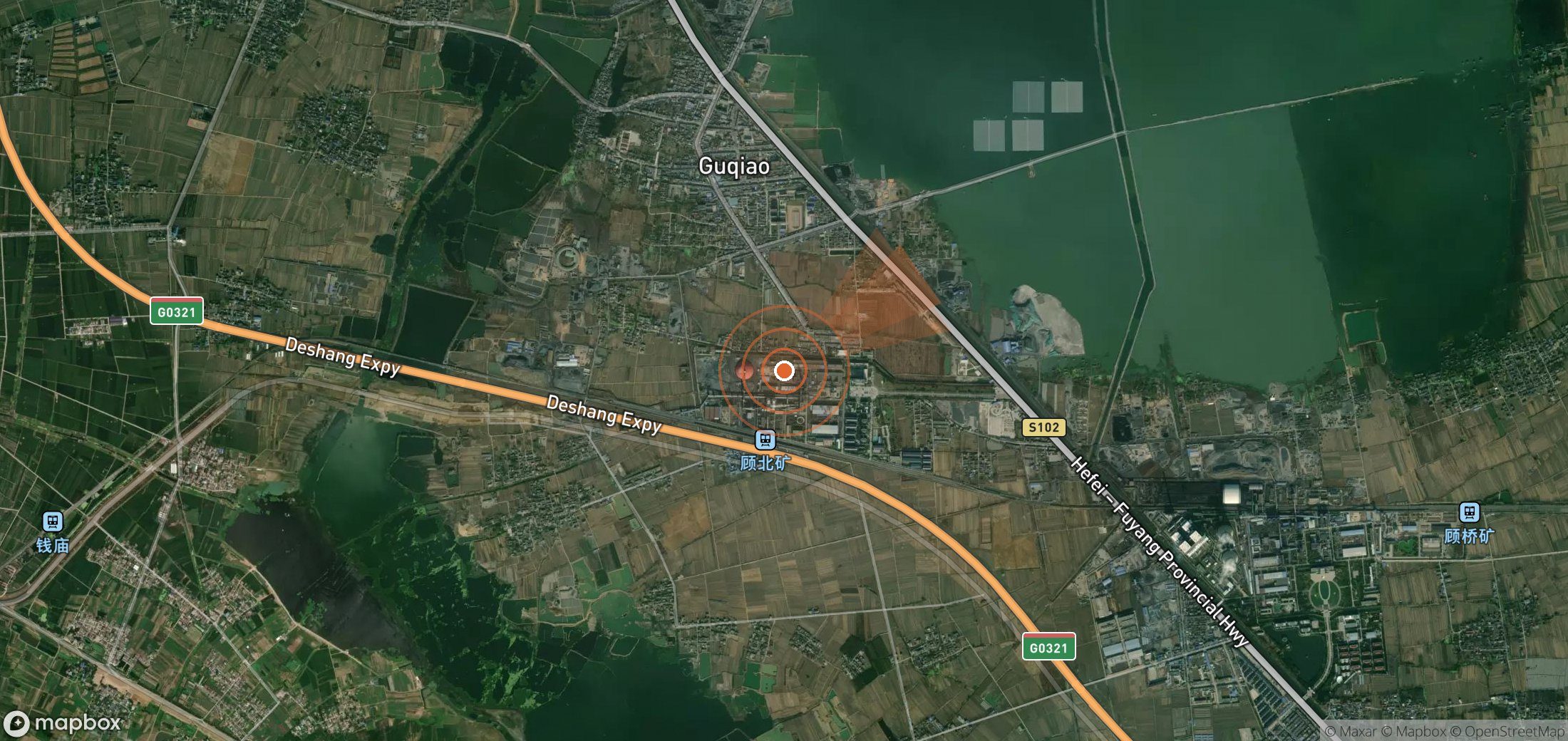 Satellite map of methane plume locations in China